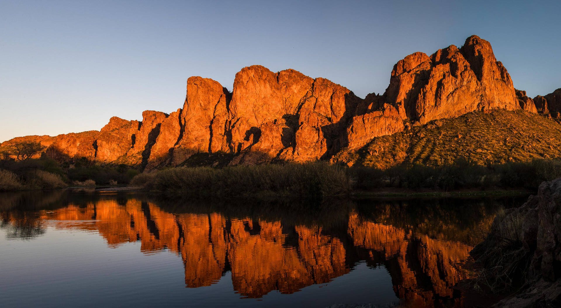 Arizona Rock Formation's Reflection Background