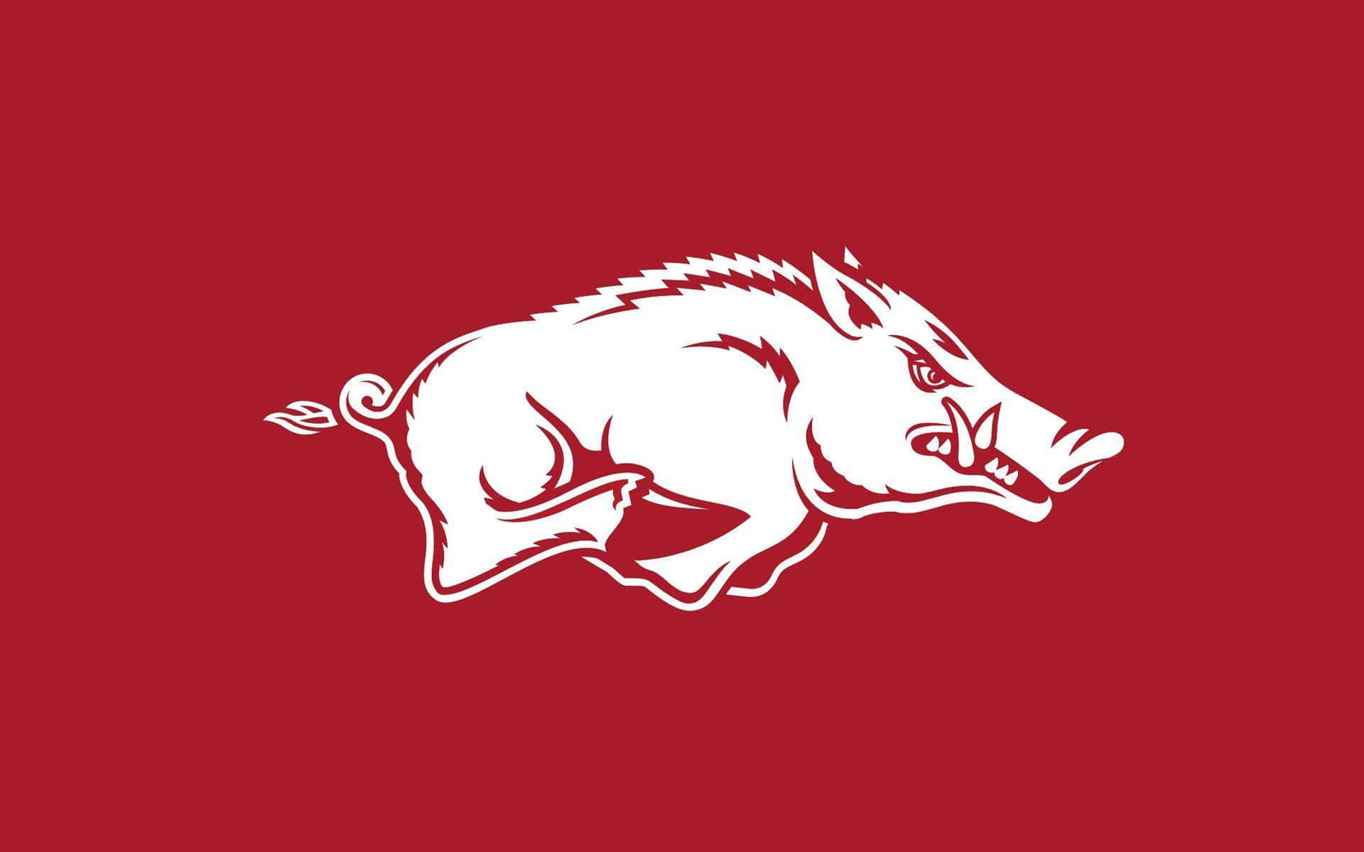 Arkansas Razorbacks Logo On A Red Background Background