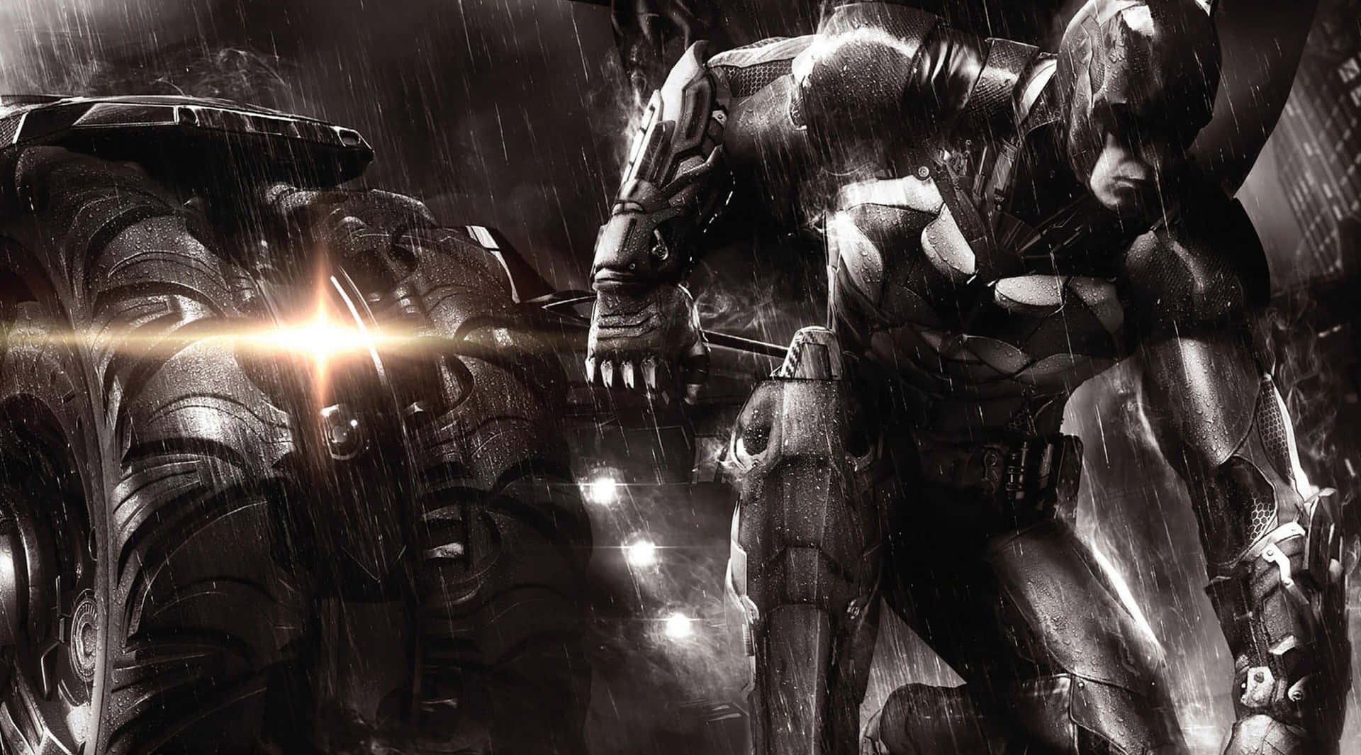 Arkham Knight 4k Grayscale Digital Illustration Background