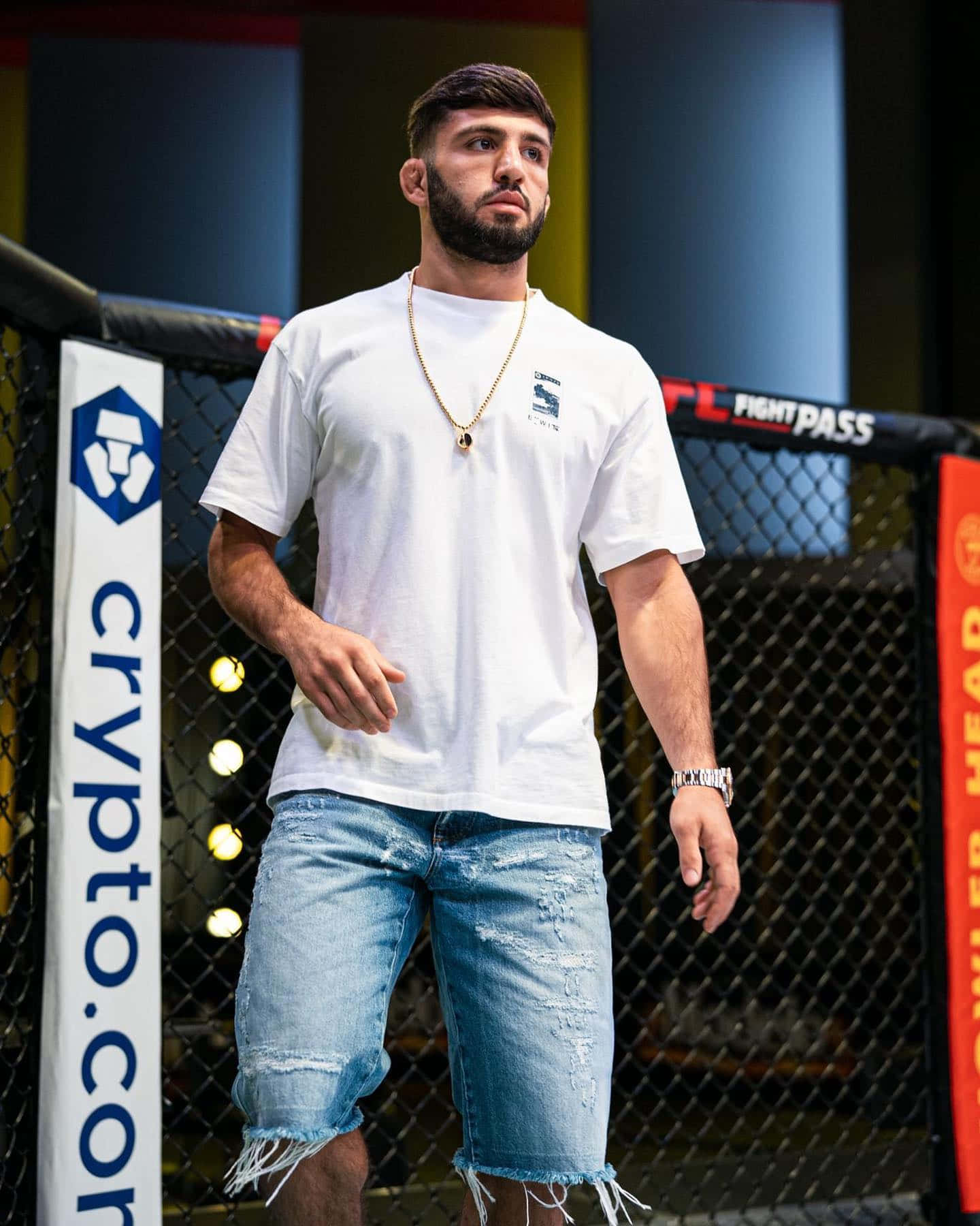 Arman Tsarukyan Inside Octagon Preparing For His Mma Fight. Background
