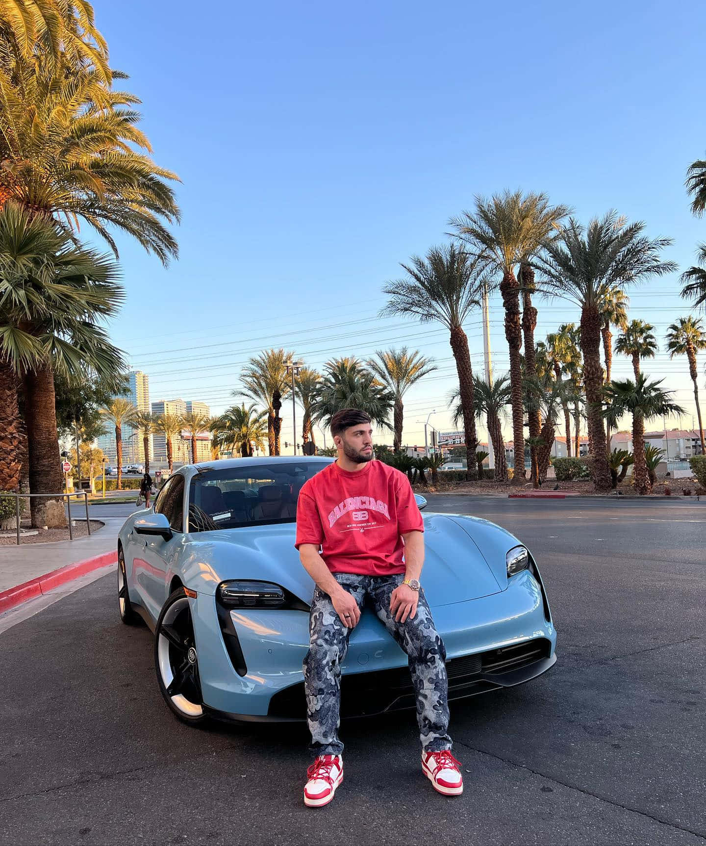 Arman Tsarukyan With Porsche Taycan Turbo Background