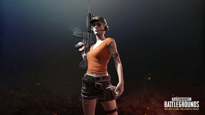 Armed Girl In Orange Shirt Pubg Banner