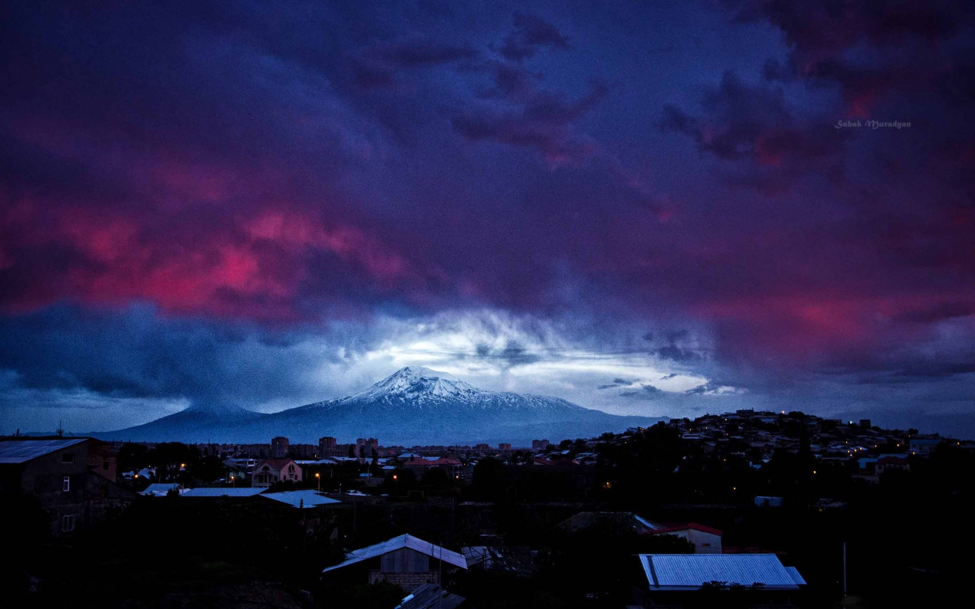 Armenia Mount Ararat Twilight Sky Background