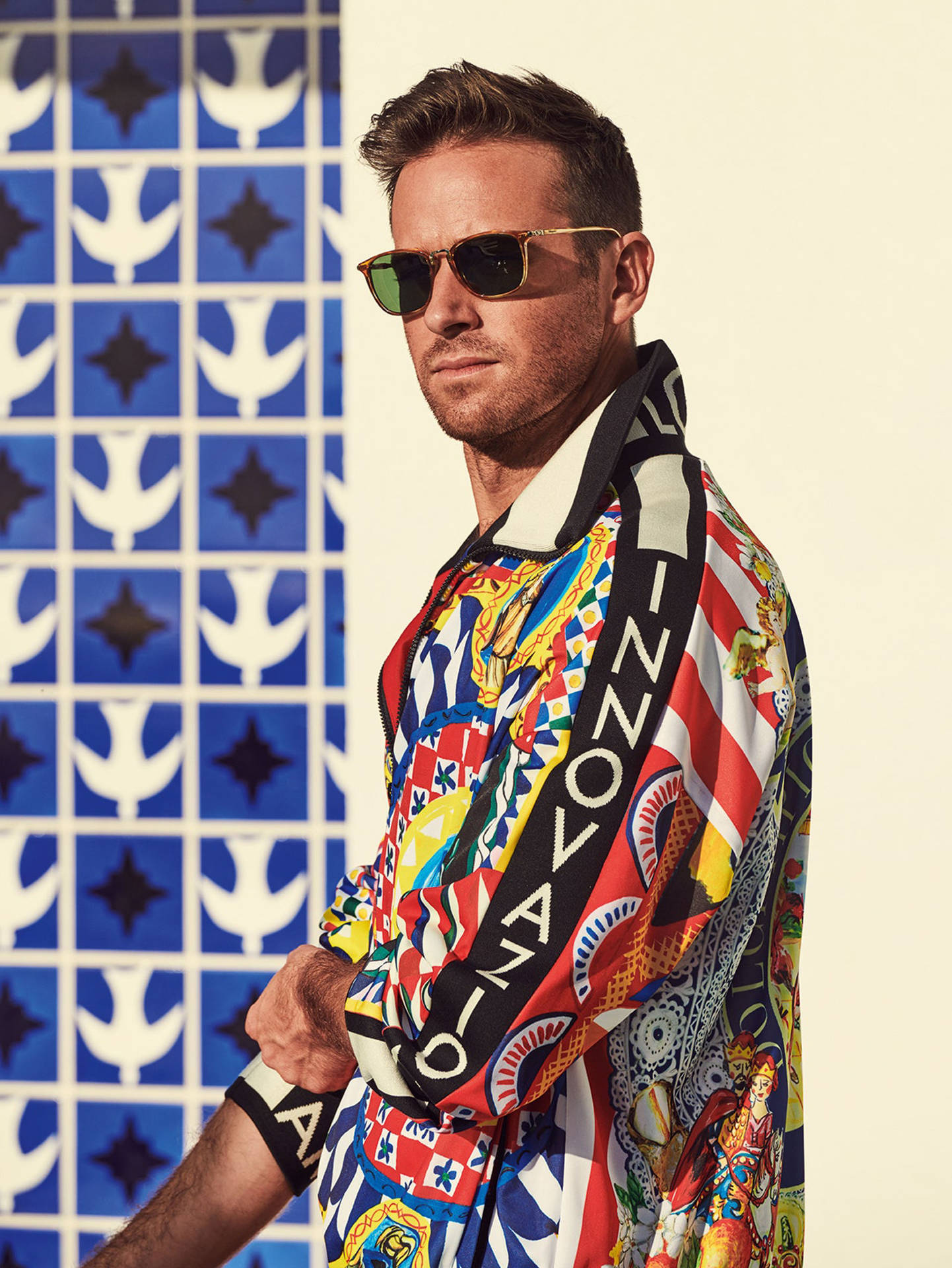 Armie Hammer Gq Colorful Jacket Background