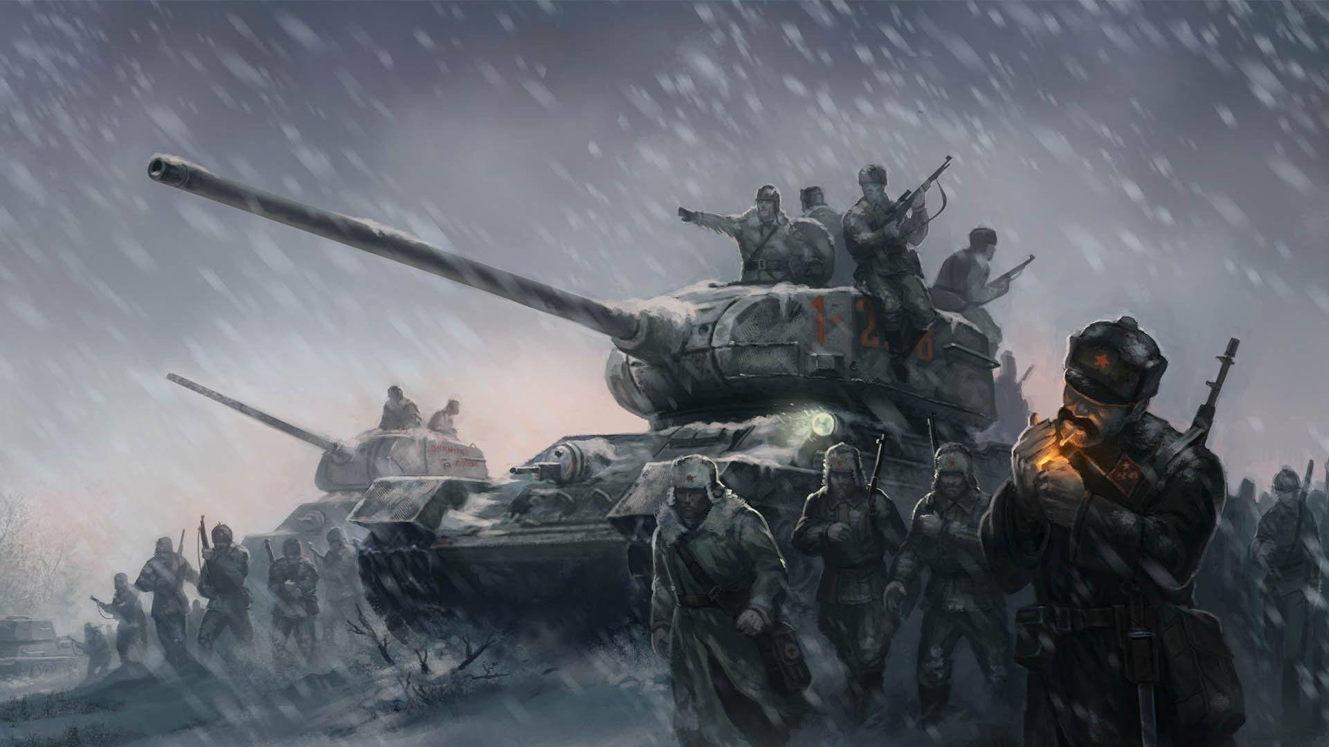 Armies In A Snowy Place Background