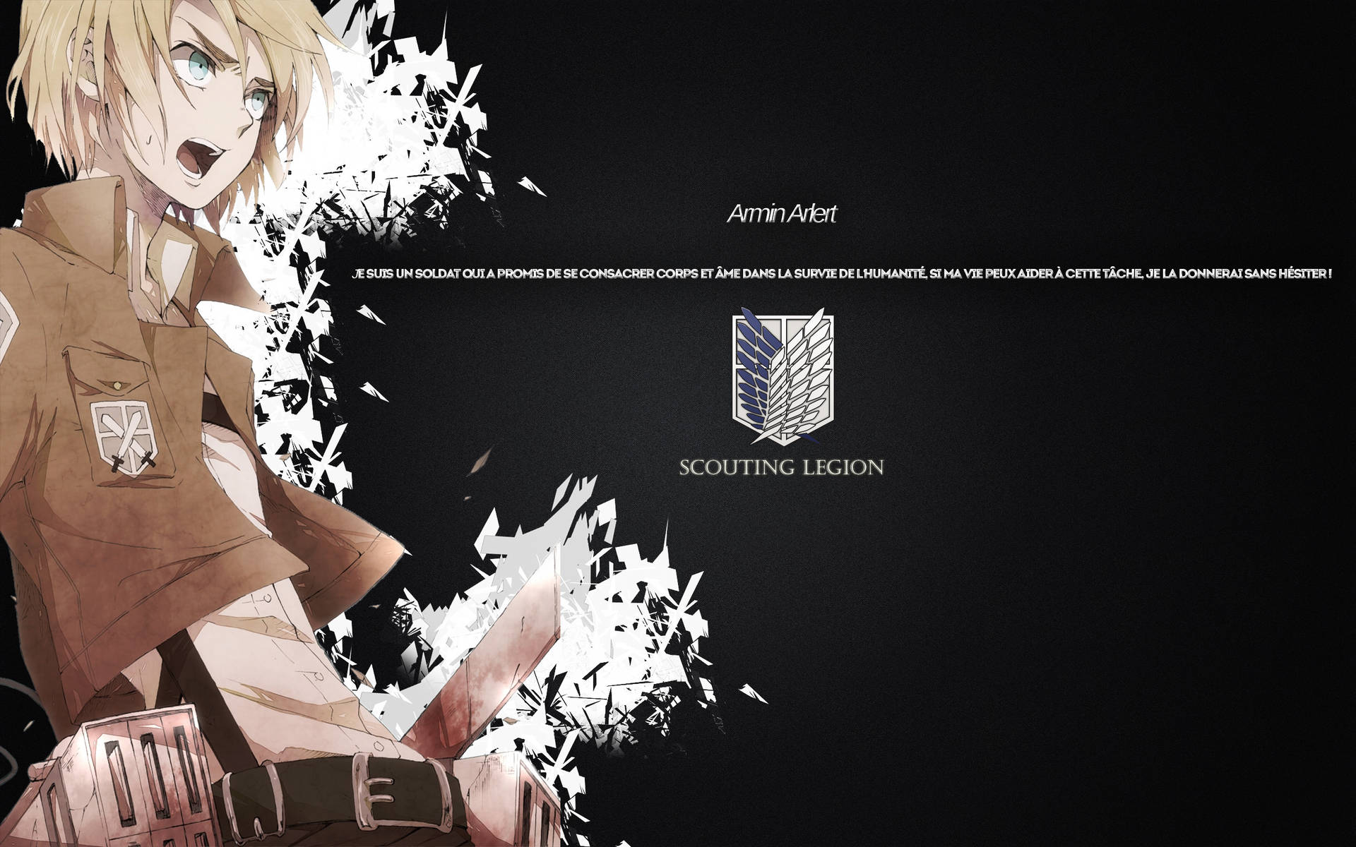 Armin Arlert With Aot Logo Background