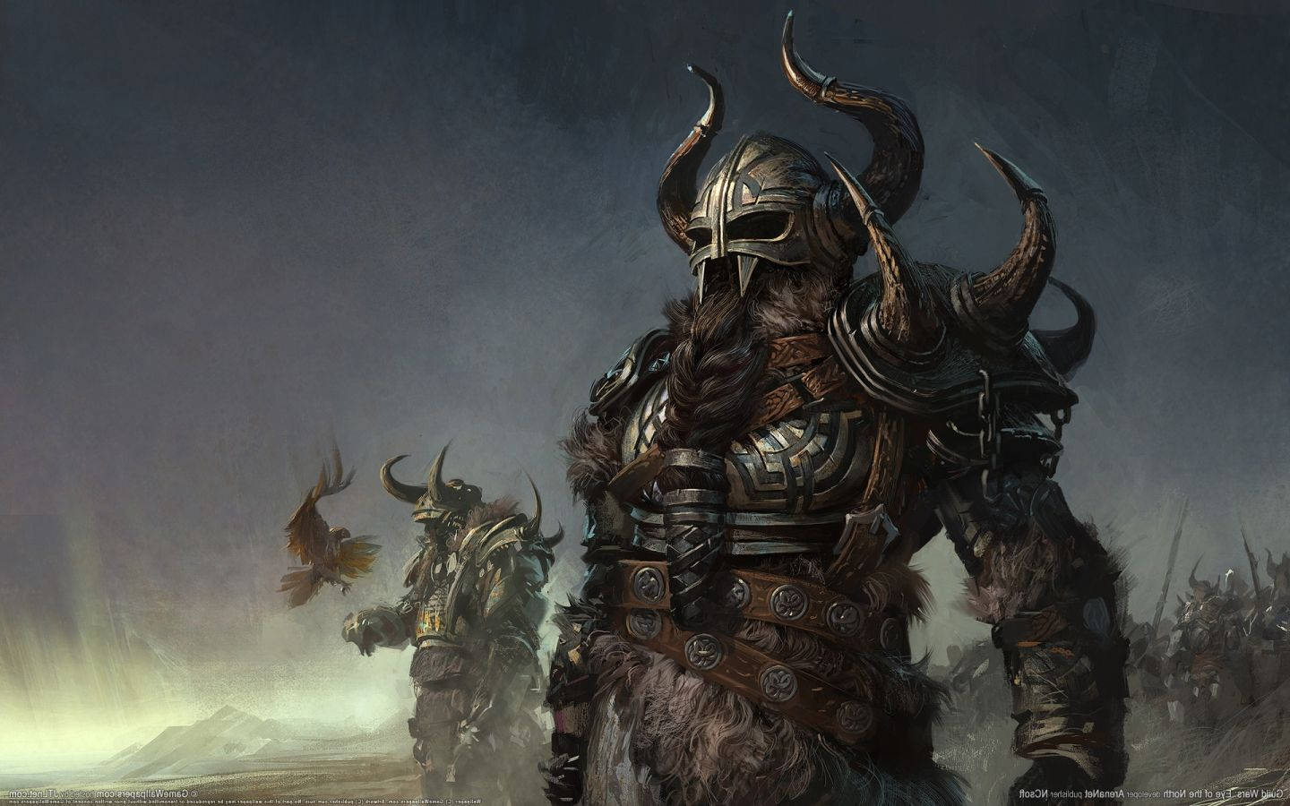 Armor-clad Viking Warriors Background