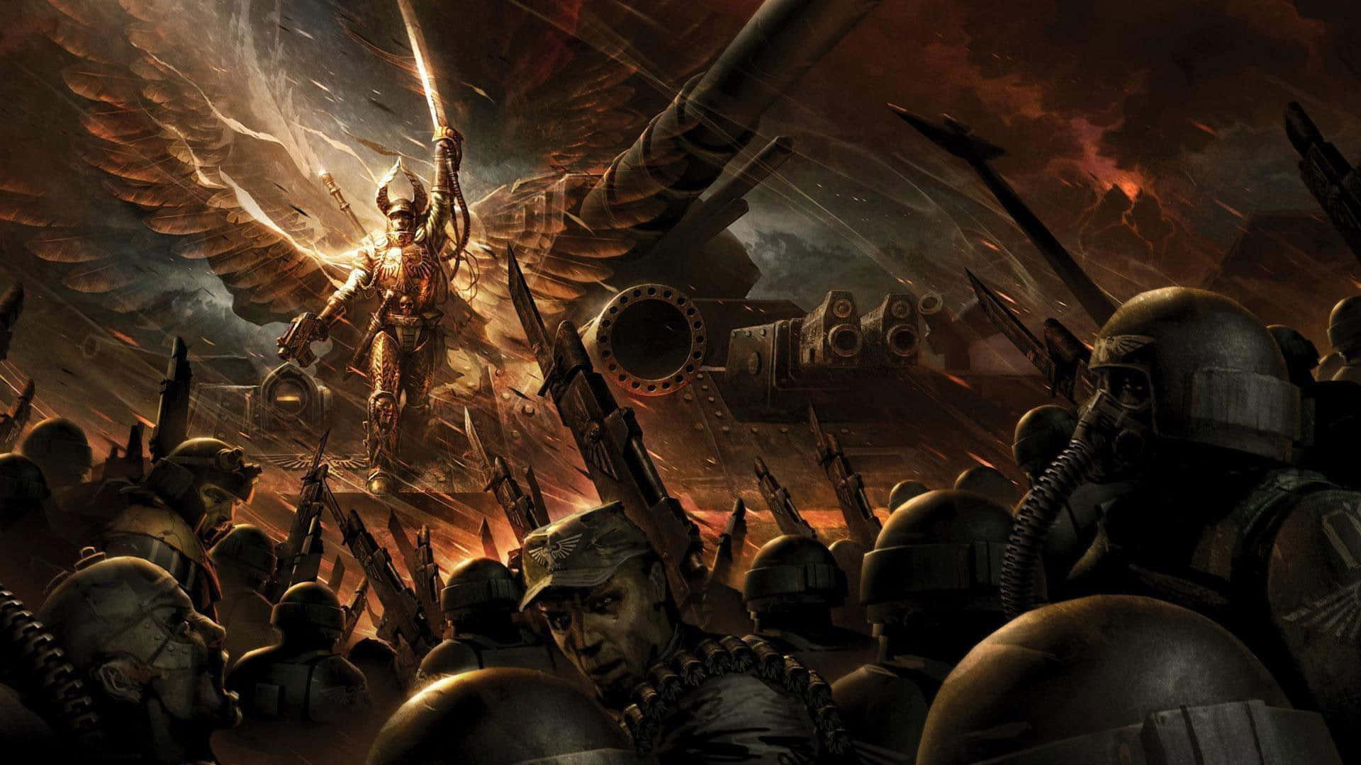 Armored Confrontation: Two Forces Clash In A Warhammer 4k Battle Background