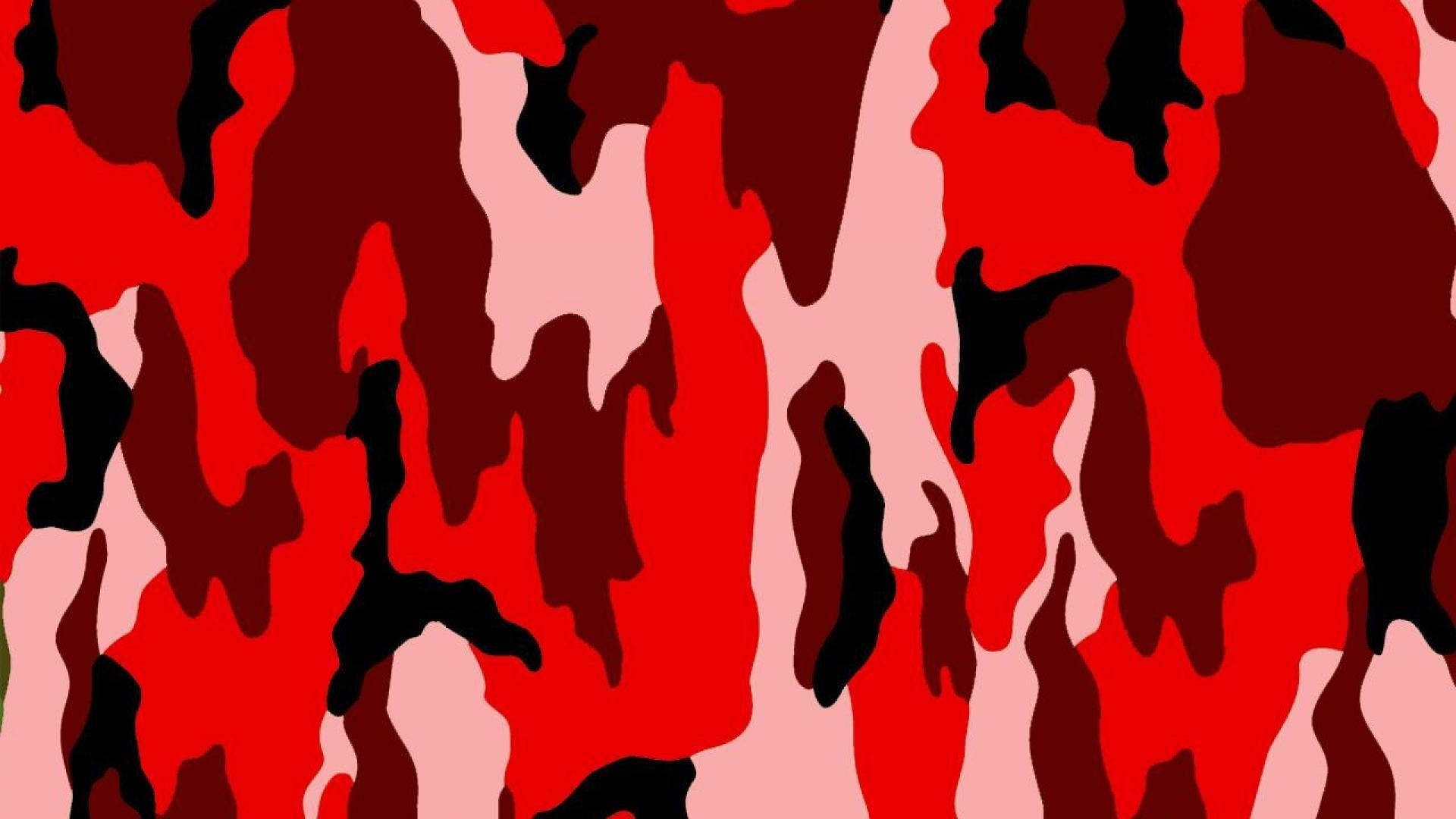 Army Camouflage In Red Background