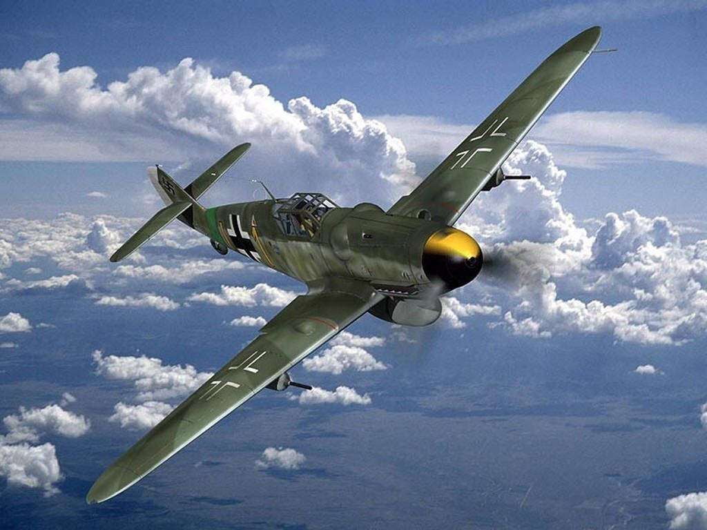 Army Green Bf 109 German Ww2 Fighters Background