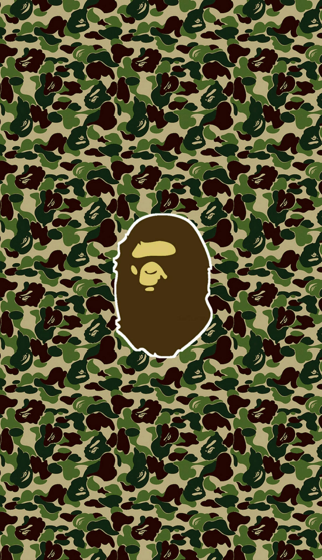 Army Green Camouflage Bape Logo Background