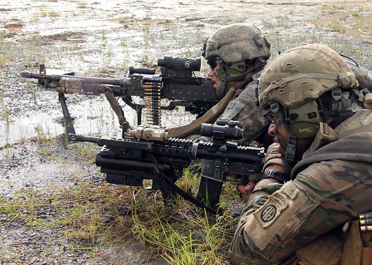 Army Rangers In Field Training Background