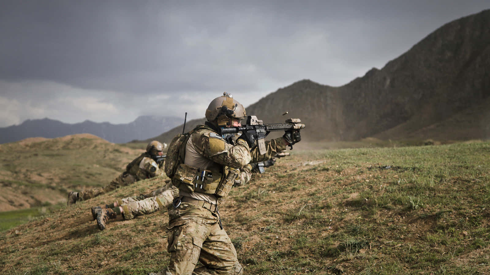 Army Rangersin Field Training Exercise Background