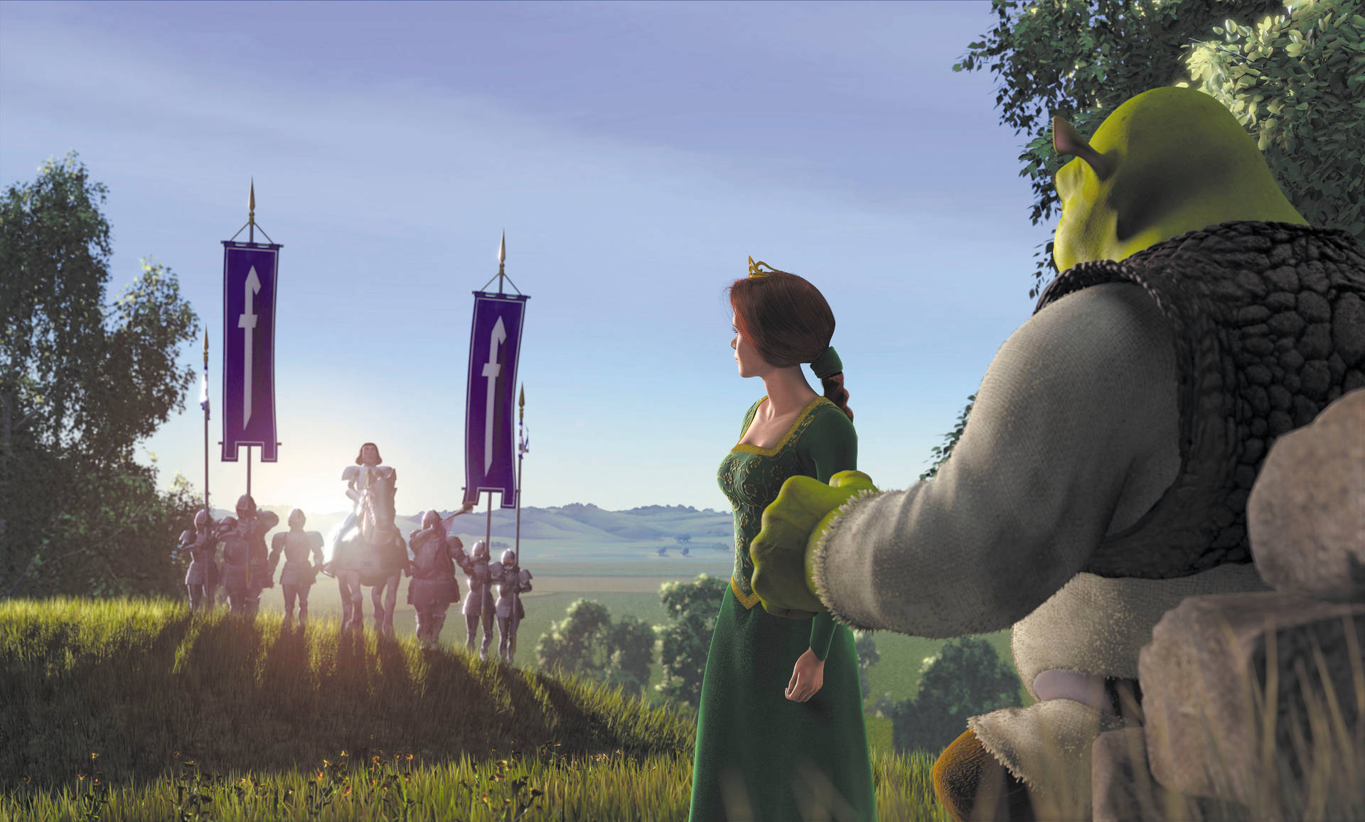 Army With Princess Fiona And Shrek 4k Background
