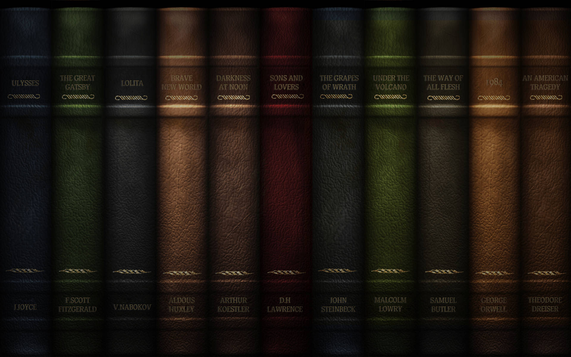 Arranged Old Book Cover Dark Background