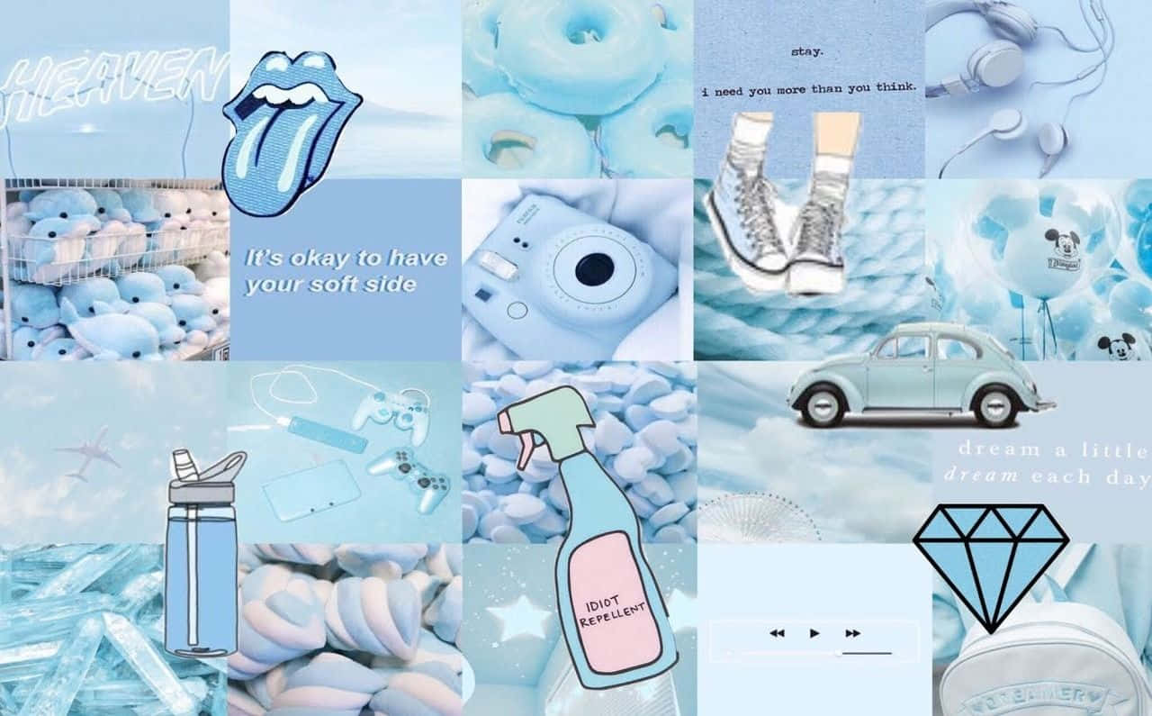 Arrangement Of Blue Texture In A Creative Collage Background
