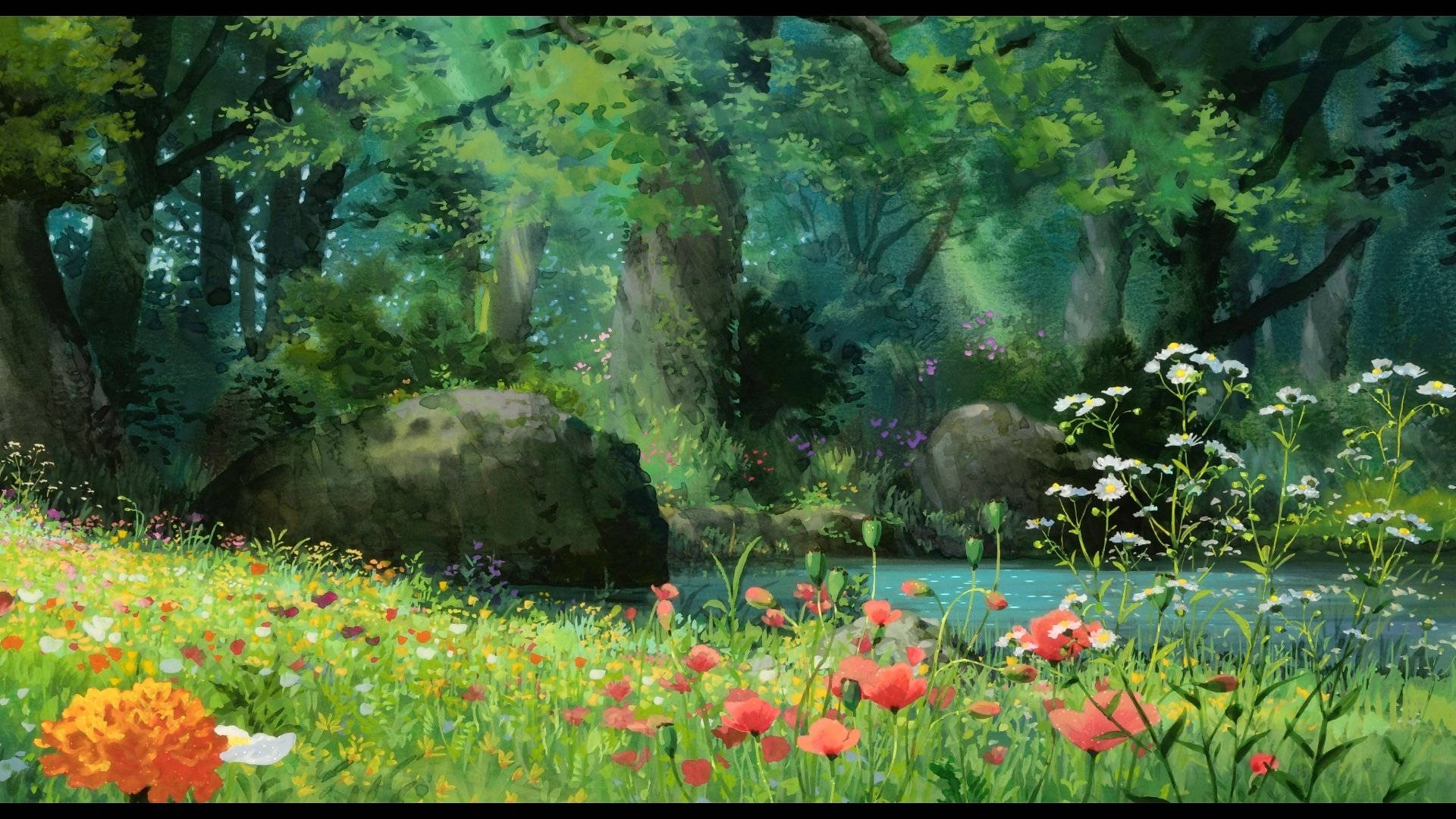 Arrietty Forest Flowers Background