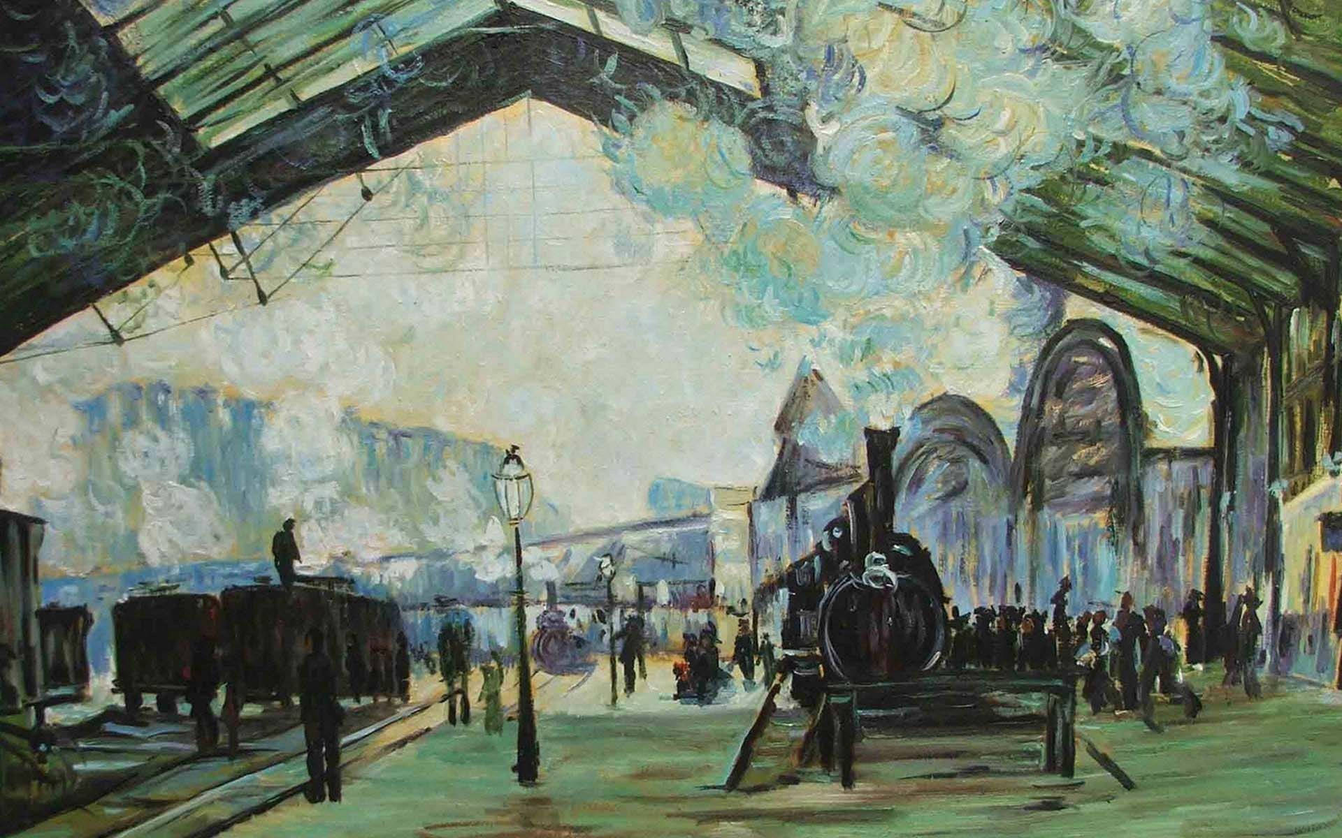 Arrival Normandy Train Impressionist Art Background
