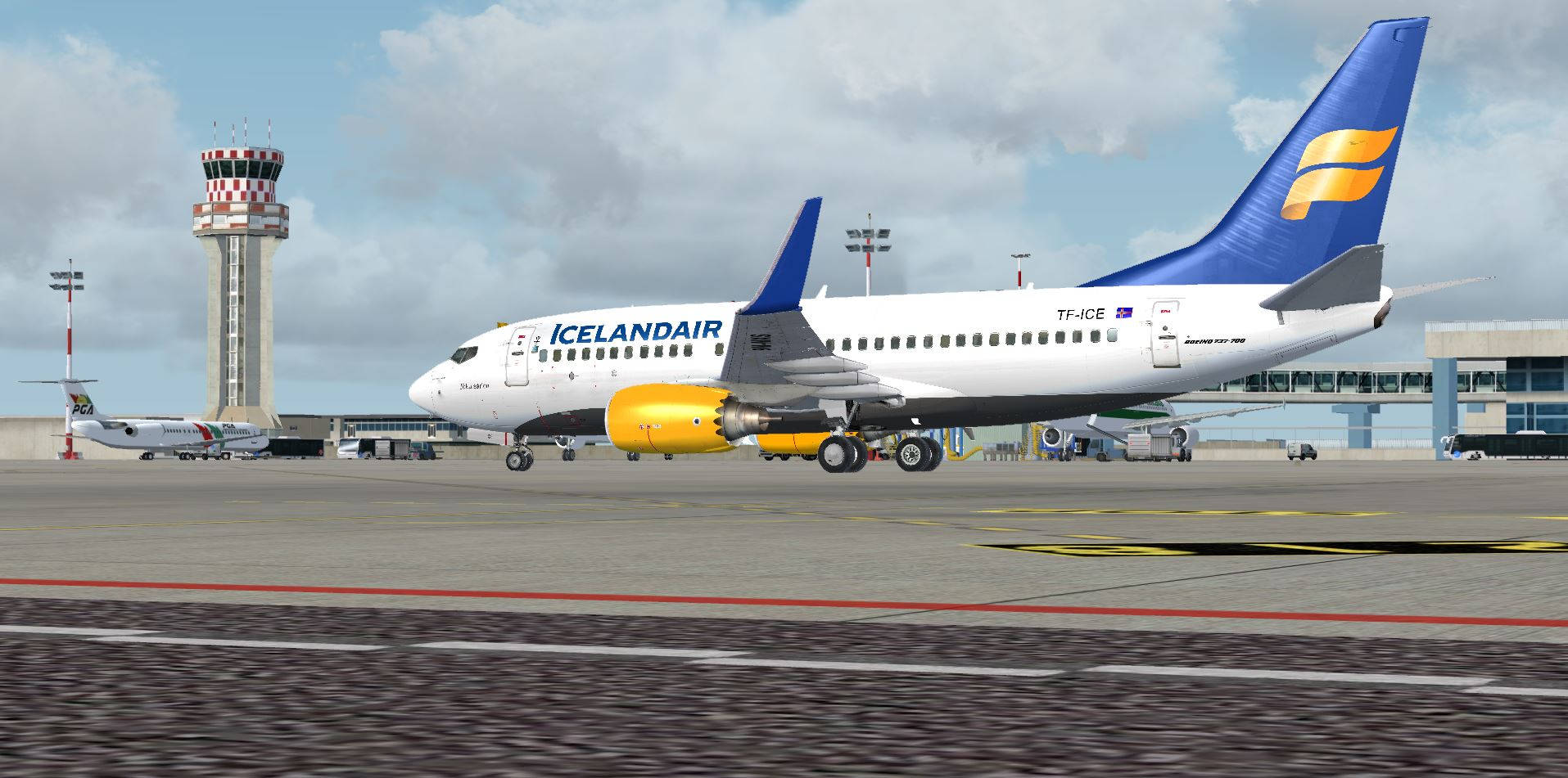 Arrival Of Icelandair Aviation Airplane