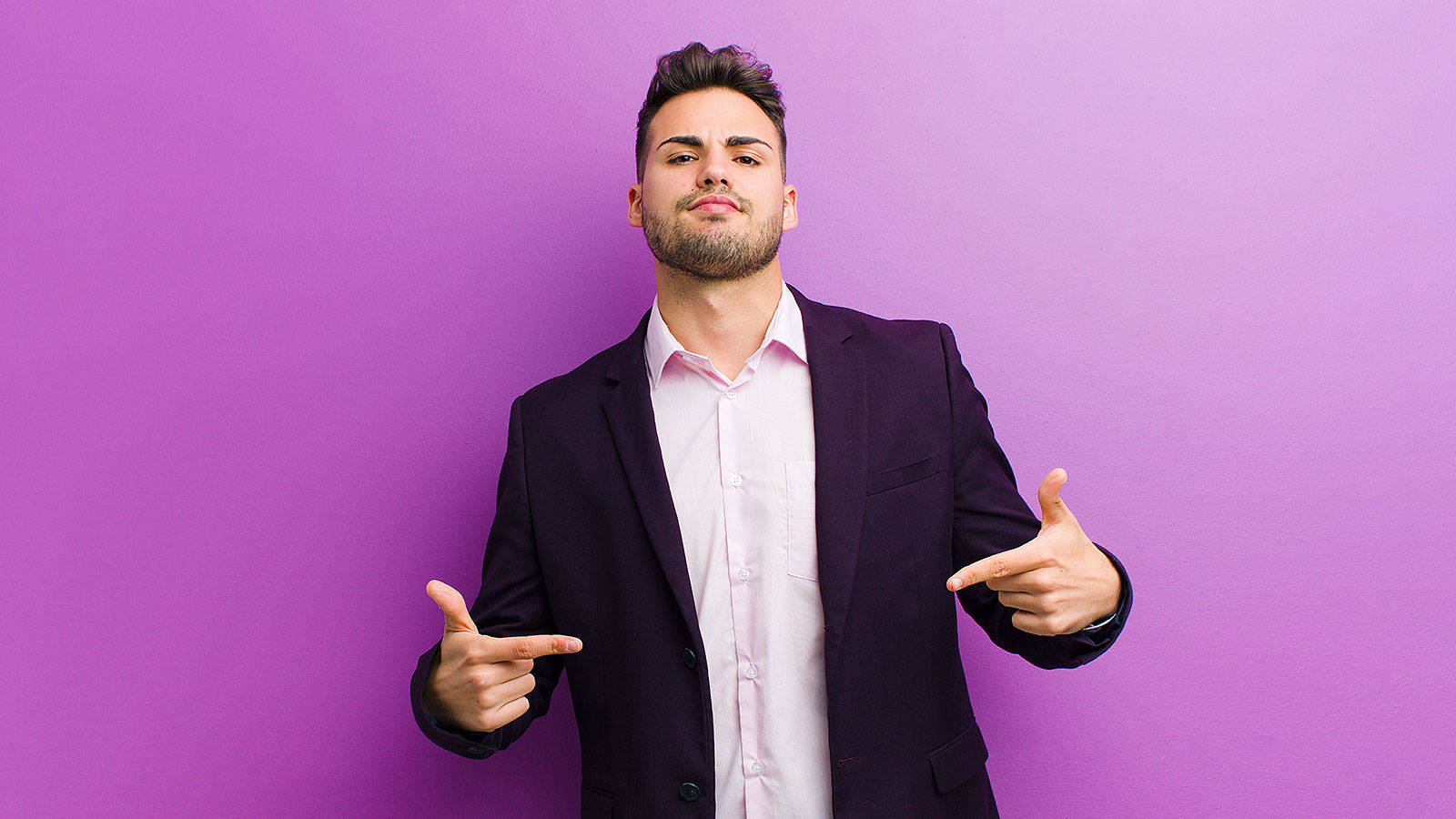 Arrogant Man Against Purple Background