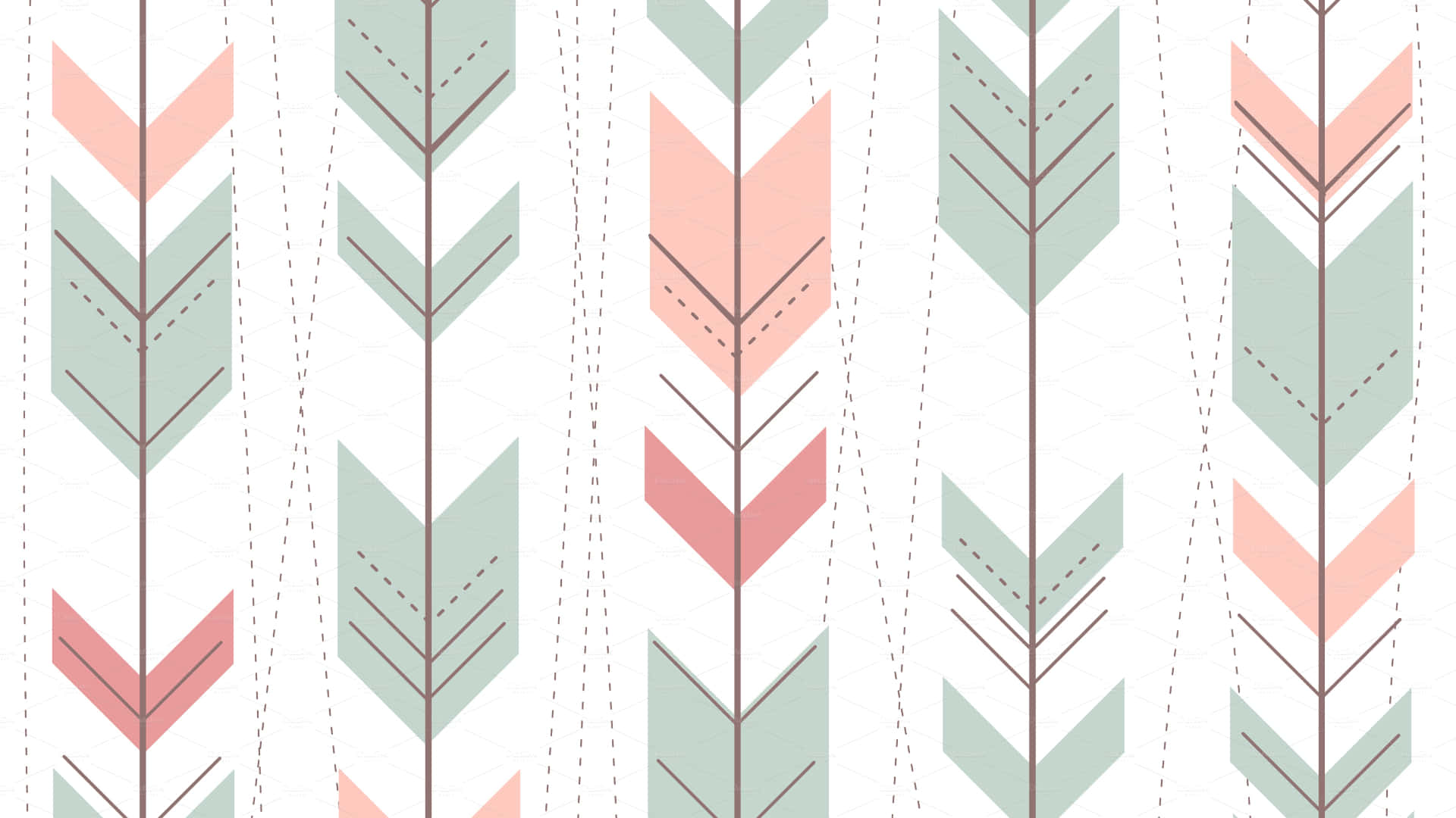 Arrows Pattern In Pink And Green Background