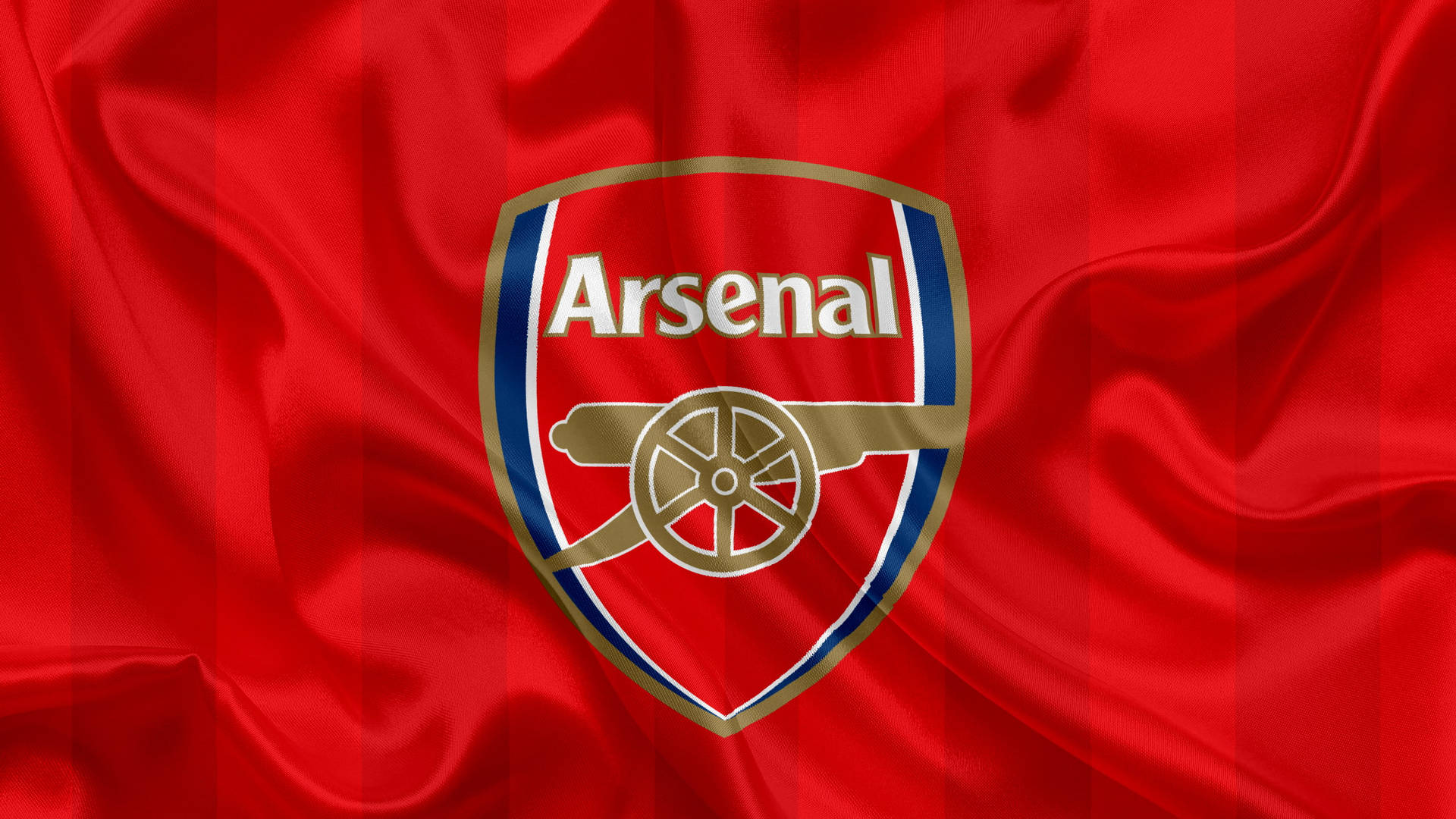 Arsenal Flag On Red Silk Background