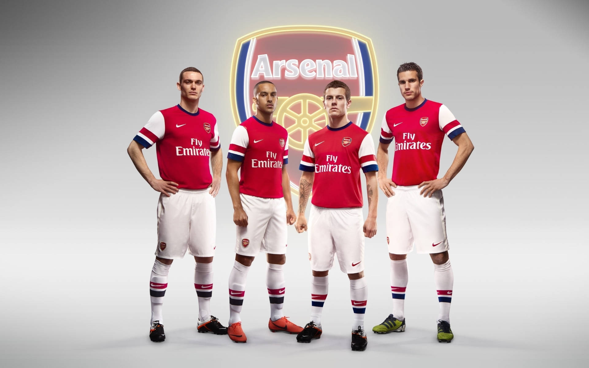 Arsenal Logo And Players Background