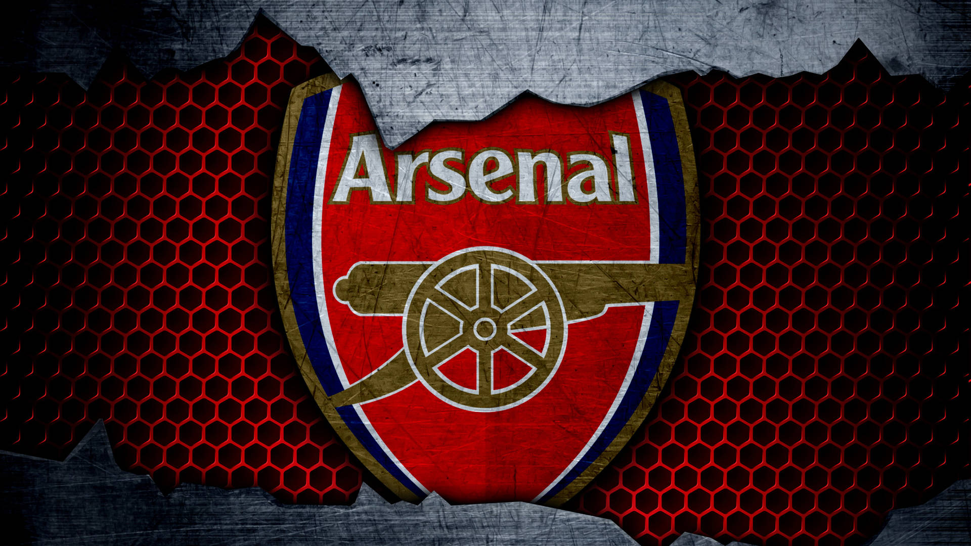 Arsenal Logo On Soccer Net Background
