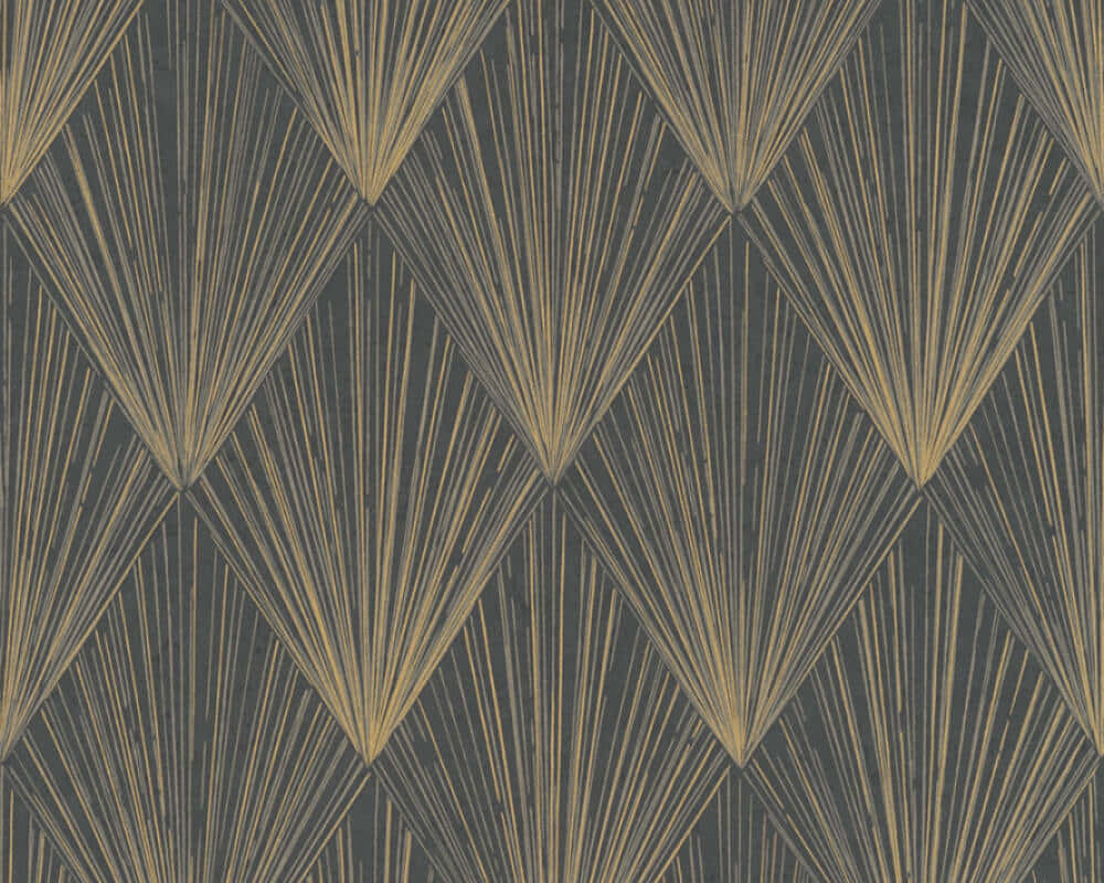 Art Deco Golden Fan Pattern Background