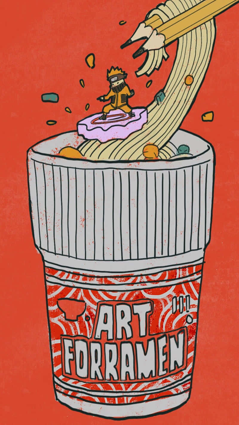 Art Forramen - A Bowl Of Noodles With A Pencil Background