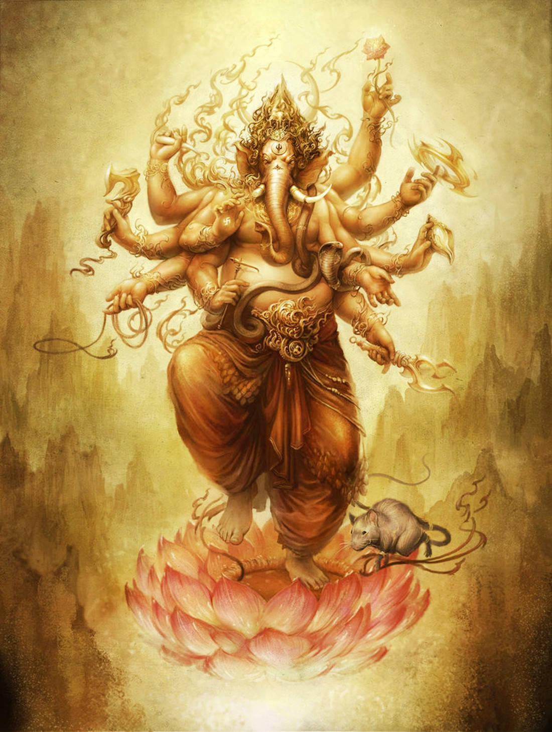 Art Piece Of Ganesh Mobile Background