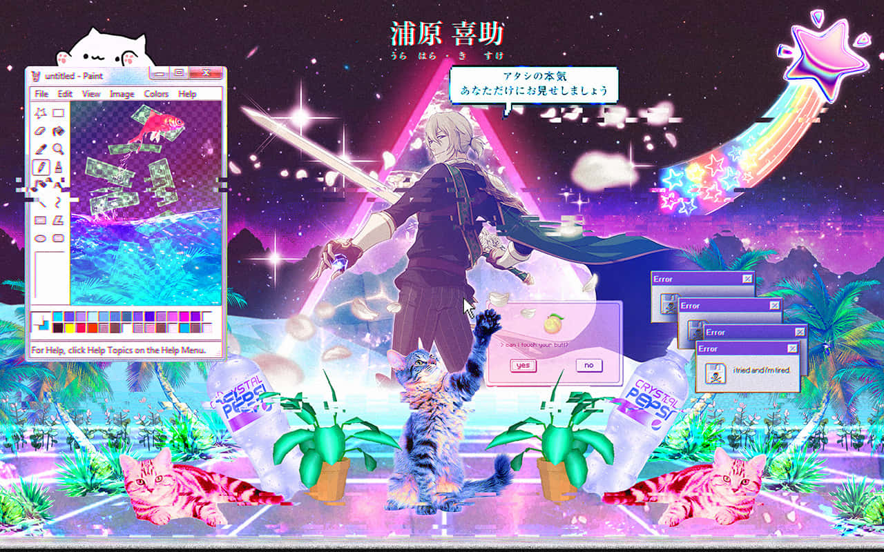 Art Station Vaporwave Anime Background