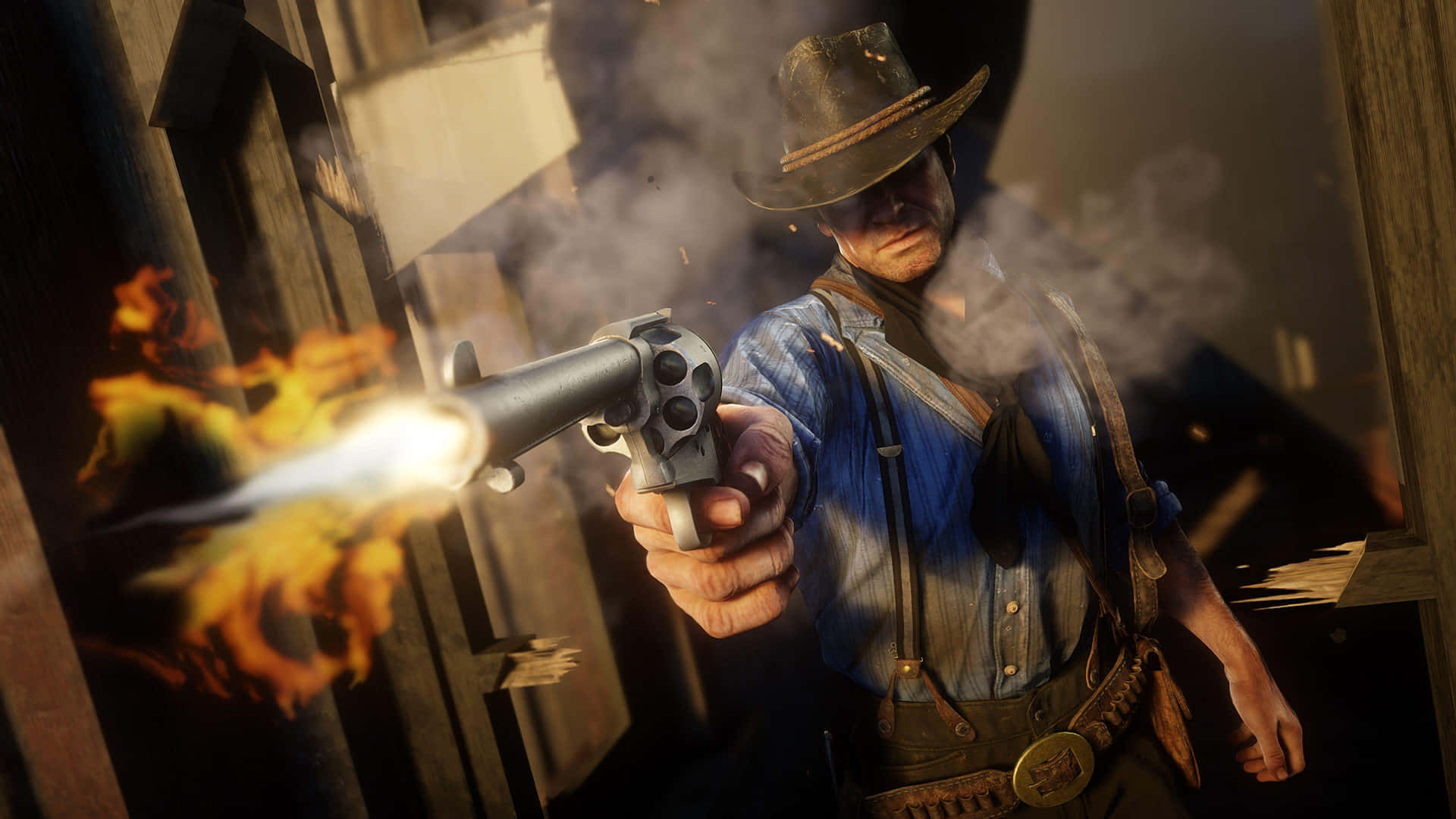 Arthur_ Morgan_ Firing_ Revolver Background