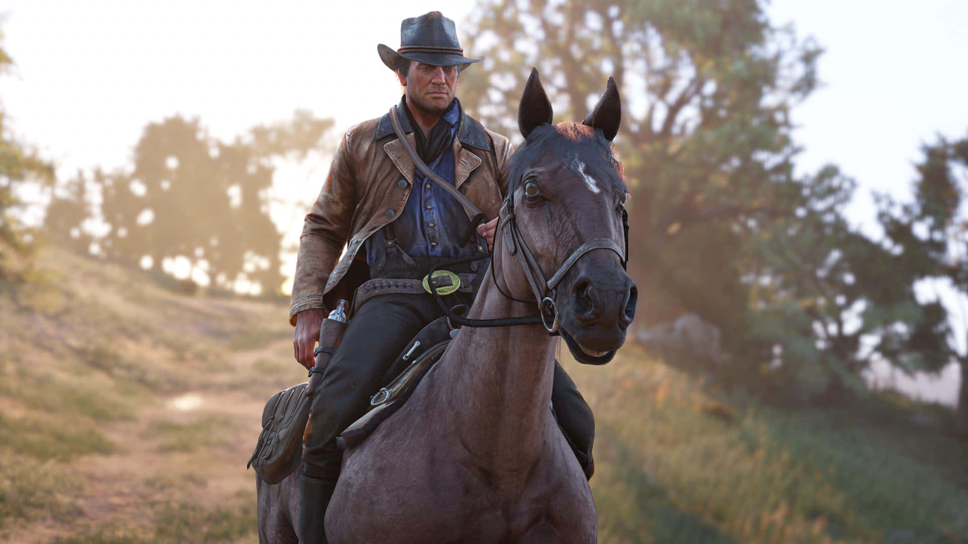 Arthur Morgan Riding Horse Sunset