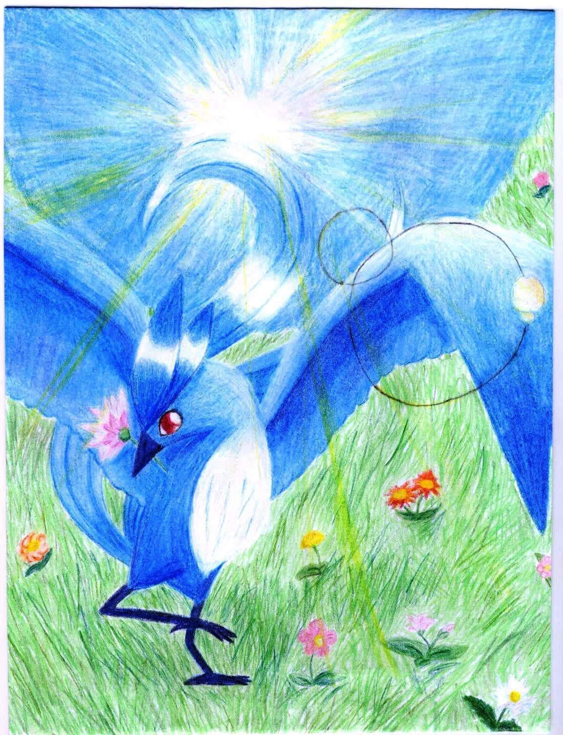 Articuno With Grass Drawing Background