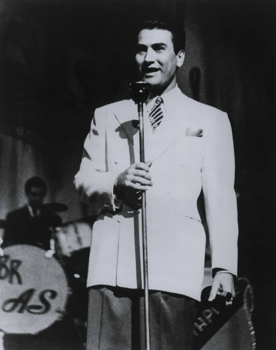 Artie Shaw In Front Of Microphone With Stand Background