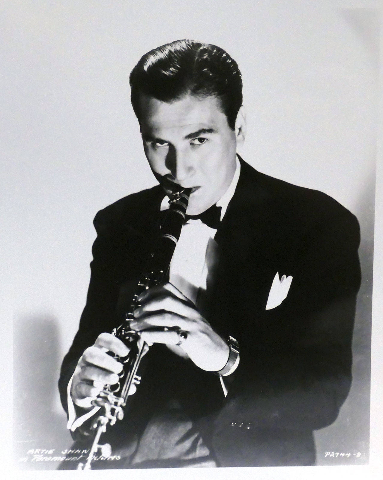 Artie Shaw Playing Clarinet Black And White