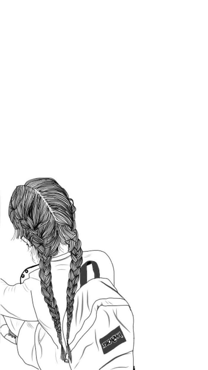 Artist At Work: Girl Drawing On A Sketchpad Background