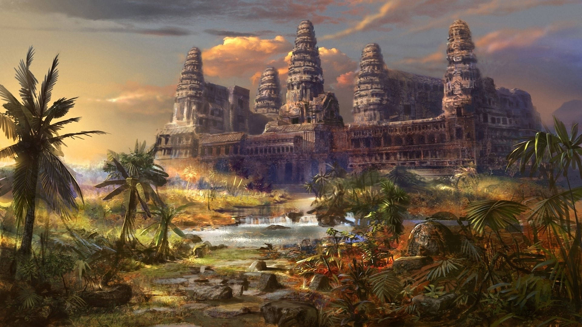 Artistic Angkor Wat In Its Prime Background