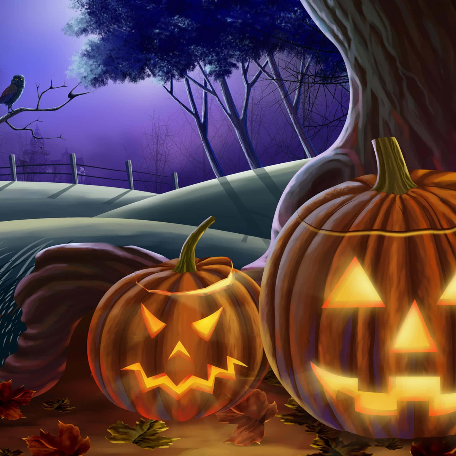 Artistic Carved Pumpkin Display Background