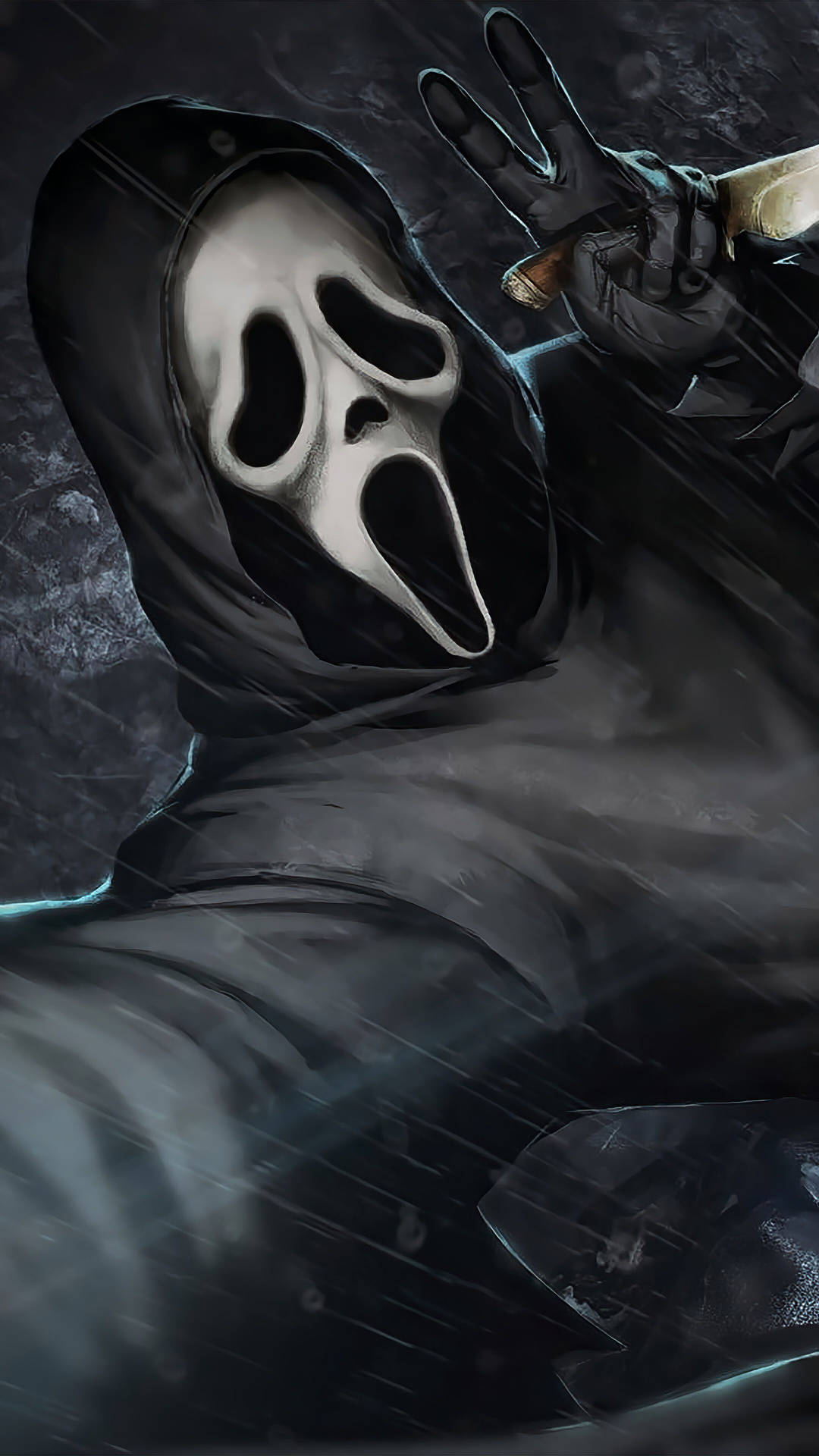 Artistic Digital Painting Of Ghostface From Scream Background