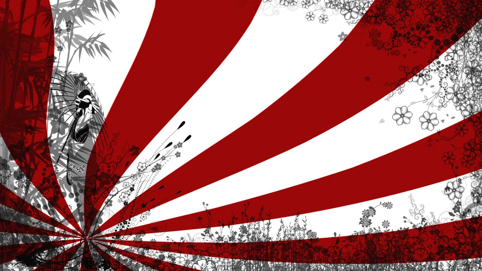 Artistic Floral Poster Of Japan Flag Background