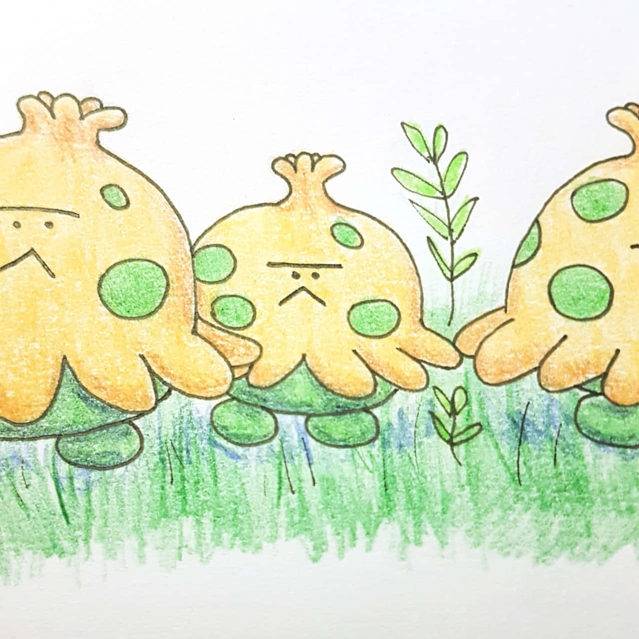 Artistic Illustration Of Shroomish In A Grass Field