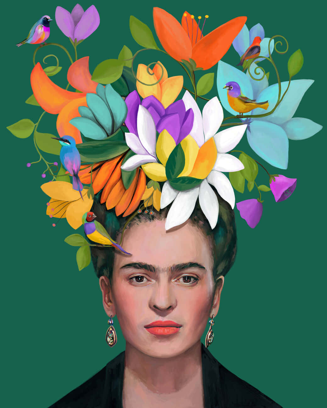 Artistic Interpretation Of Mexican Icon, Frida Kahlo Background