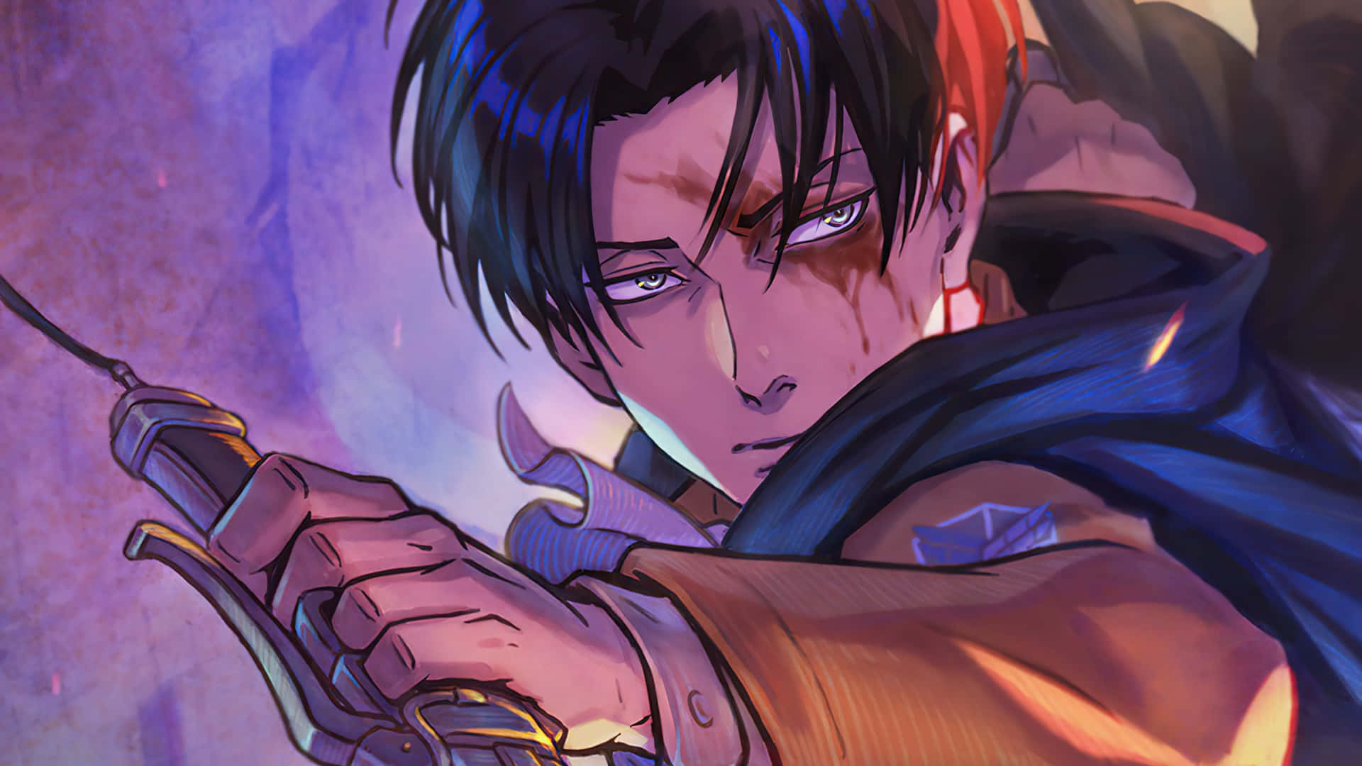 Artistic Levi Pfp With Blood Background