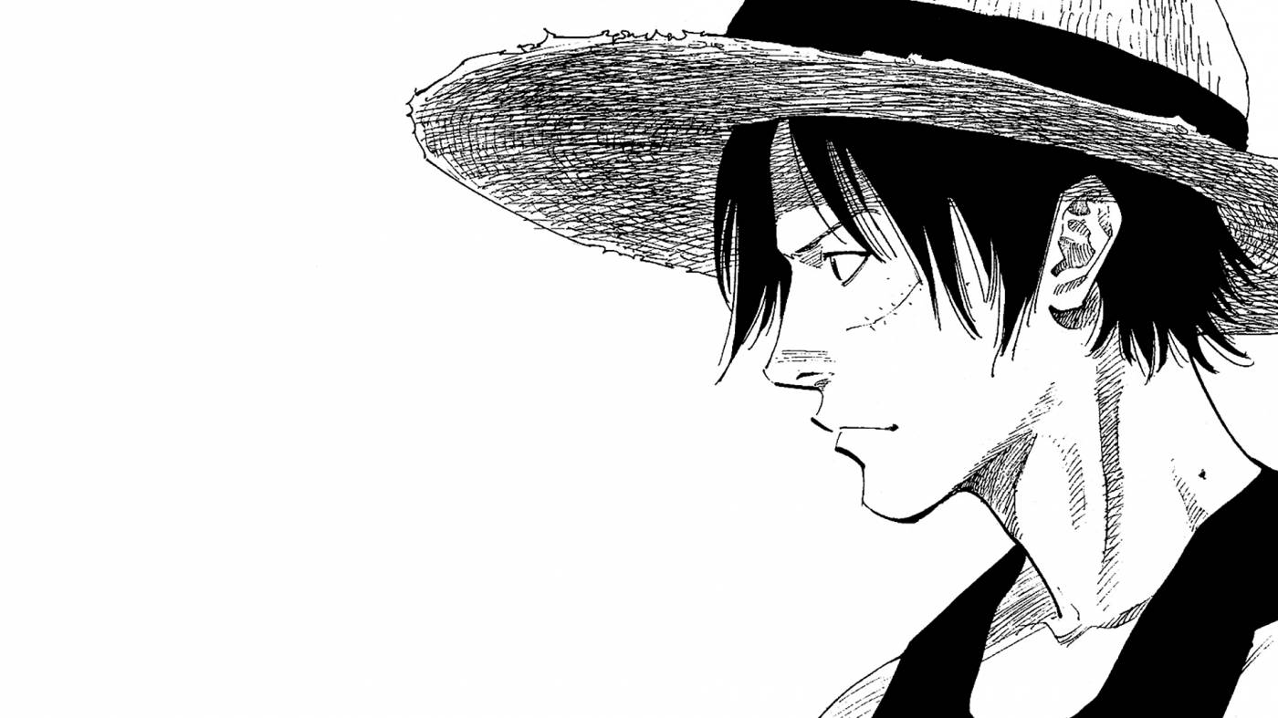 Artistic Luffy Black And White Manga Background