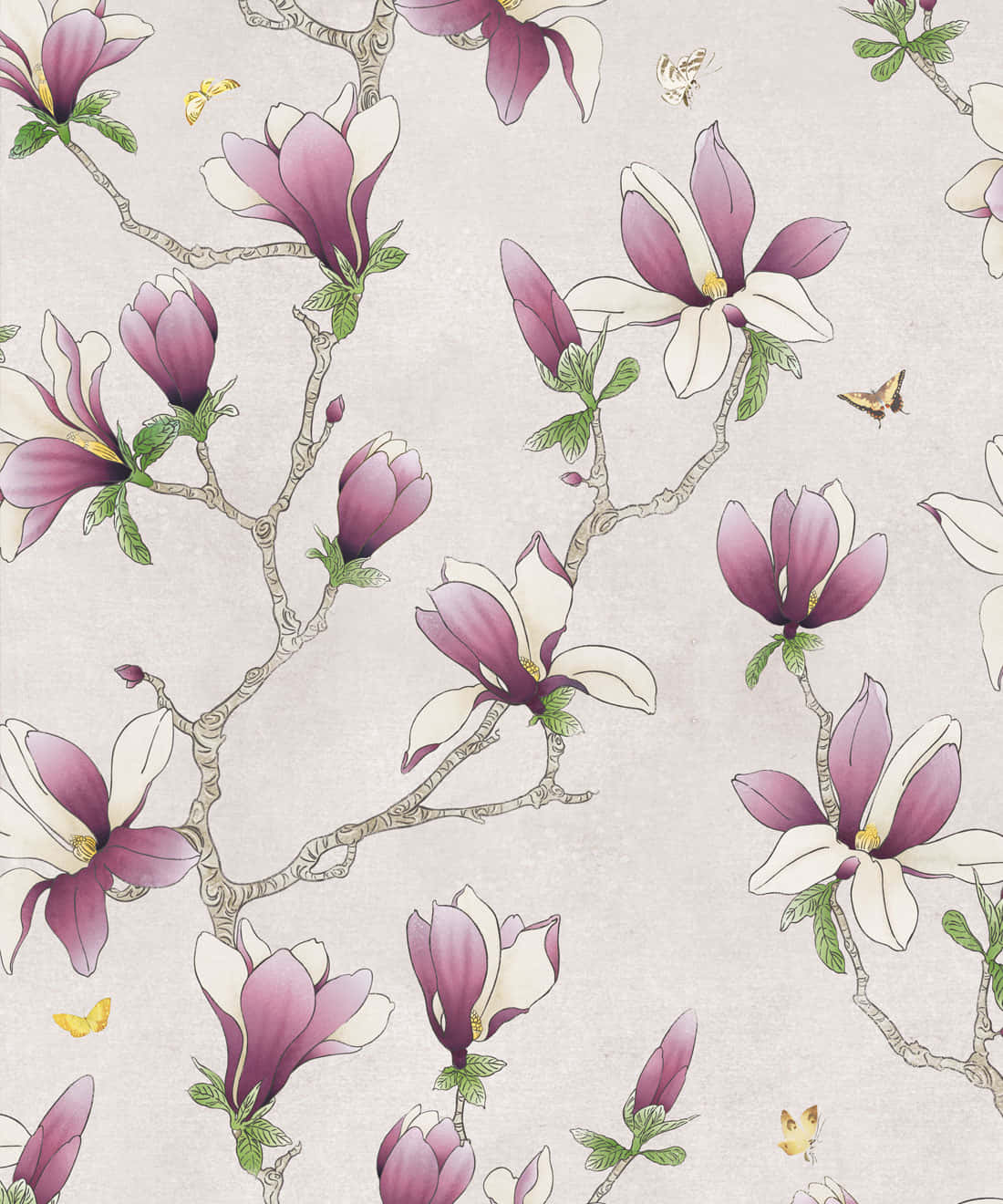 Artistic Magnolia Flower Pattern Print