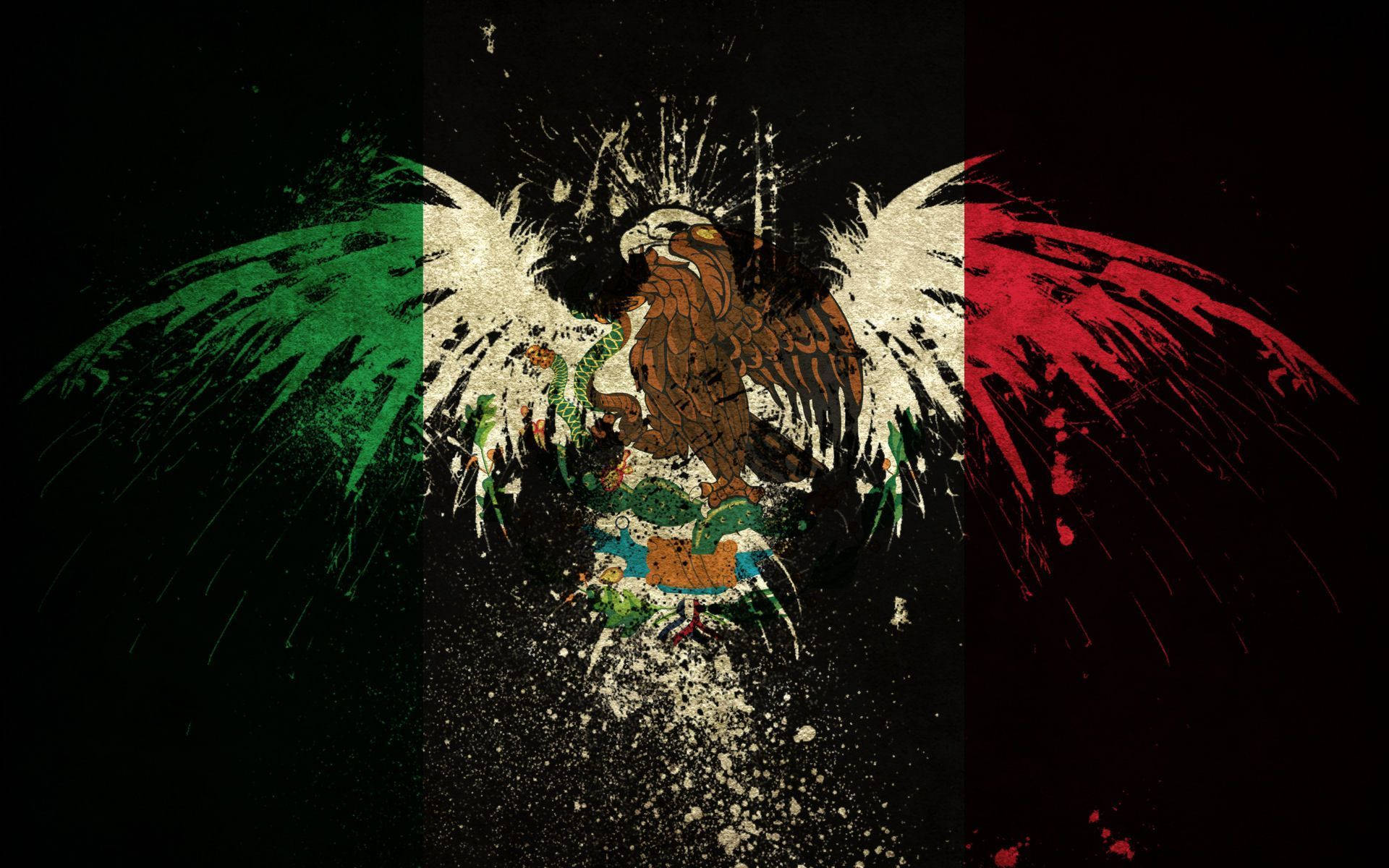 Artistic Mexico Flag Eagle Background