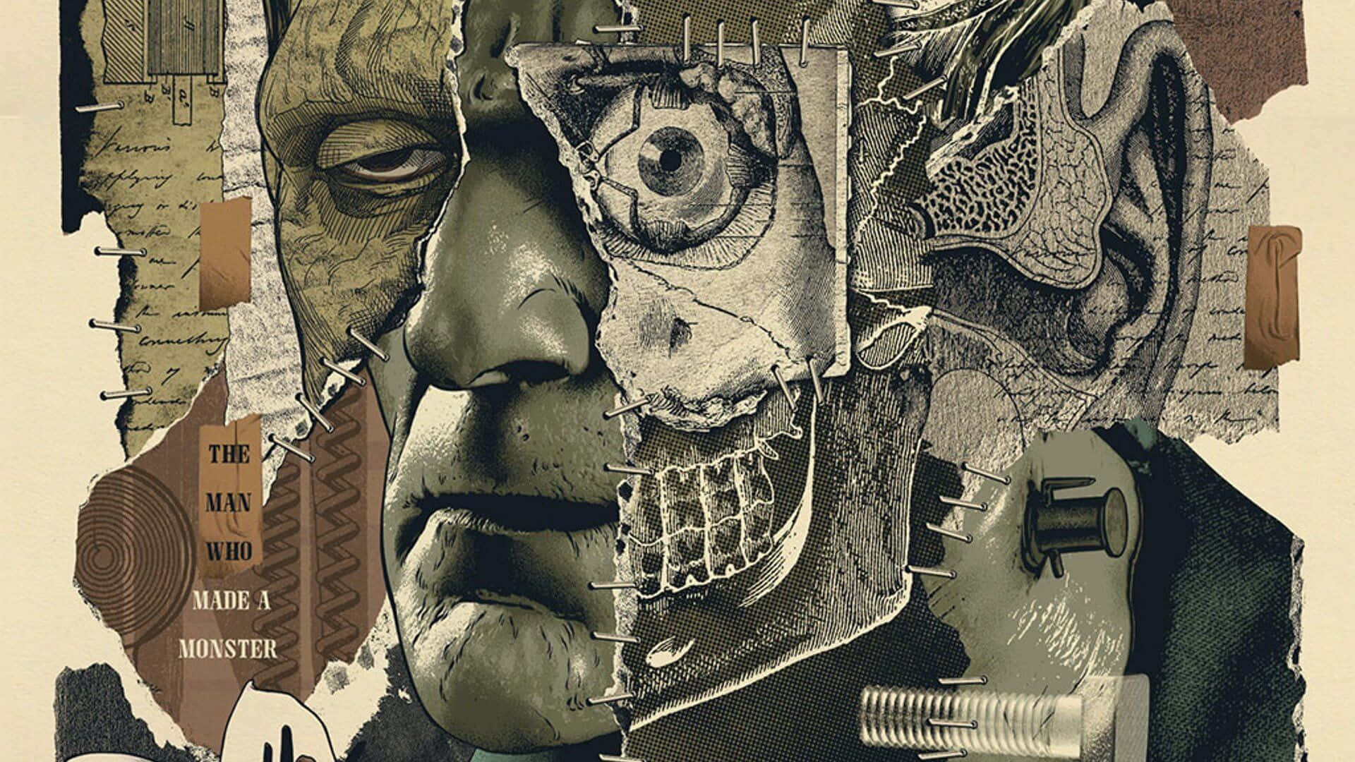 Artistic Mosaic Of Universal Monsters Characters Background