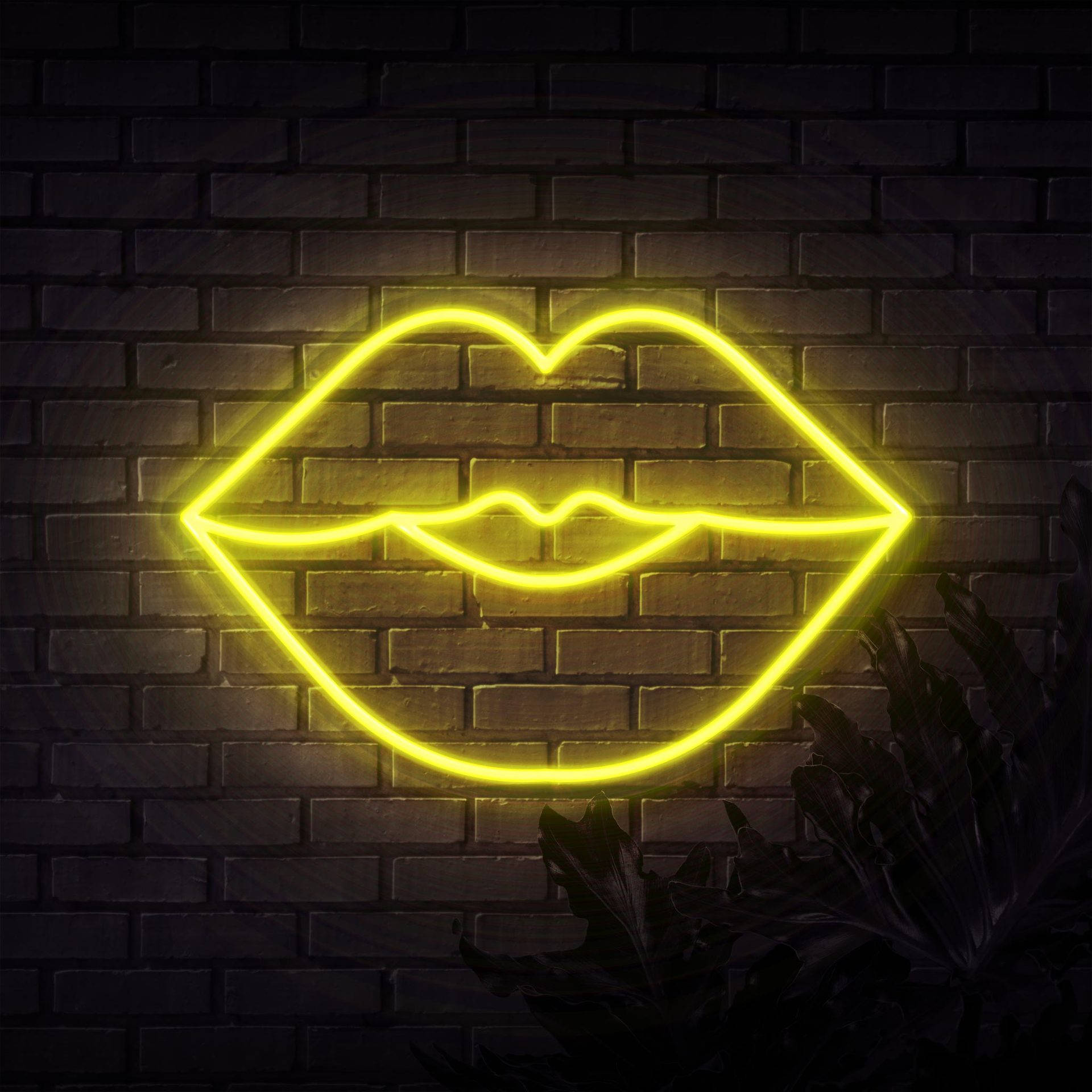Artistic Neon Yellow Lip Led Light